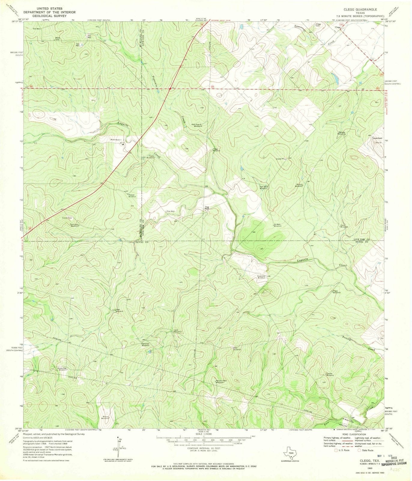1969 Clegg, TX - Texas - USGS Topographic Map v3