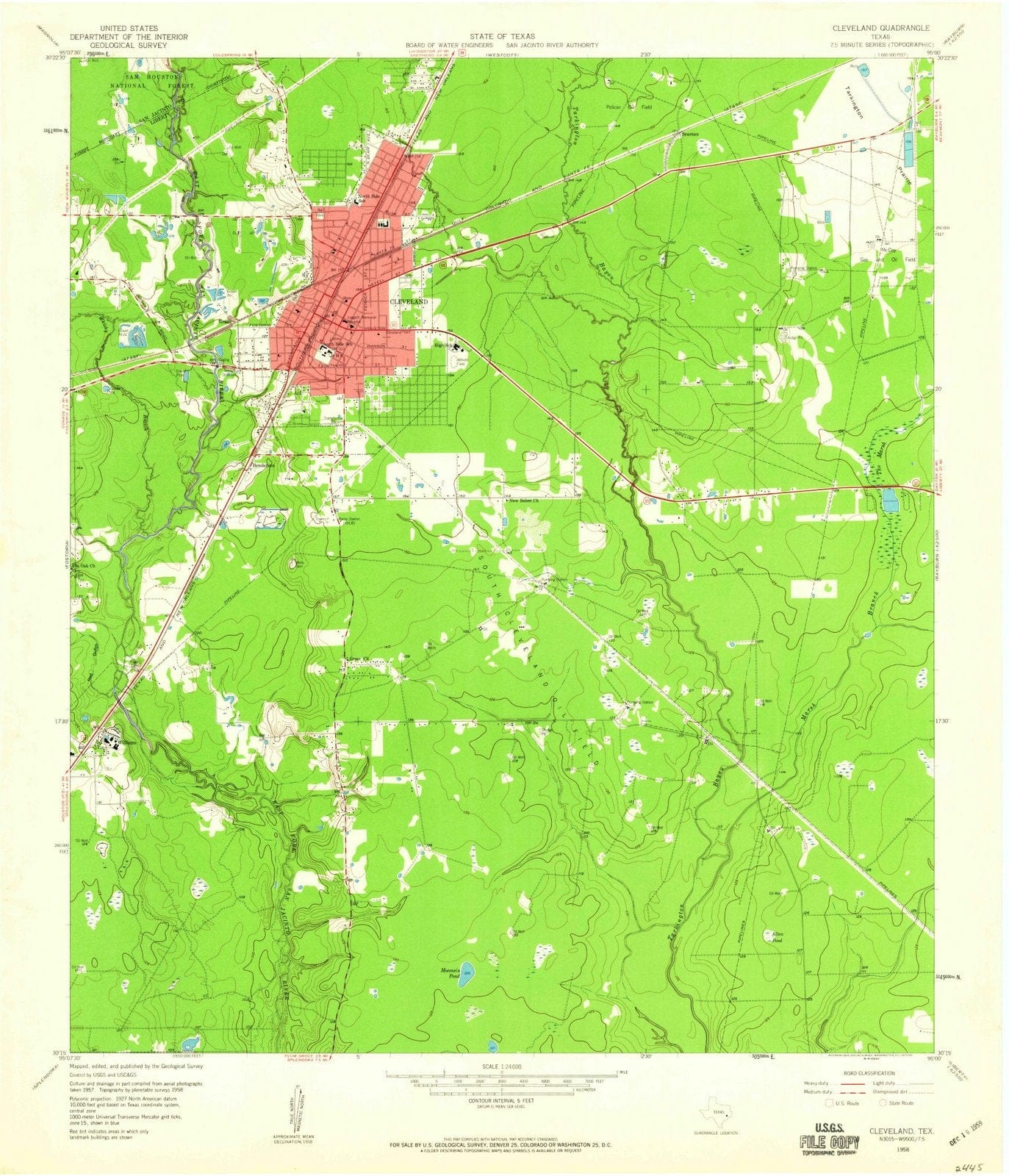 1958 Cleveland, TX - Texas - USGS Topographic Map
