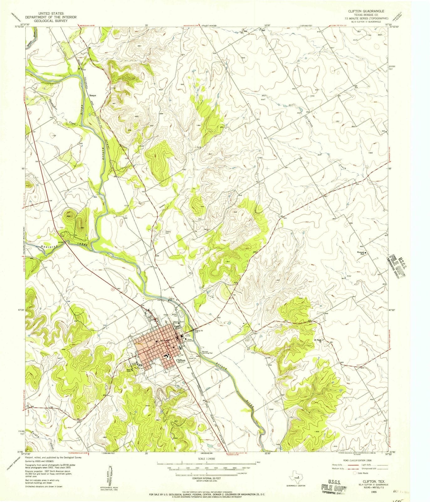 1955 Clifton, TX - Texas - USGS Topographic Map