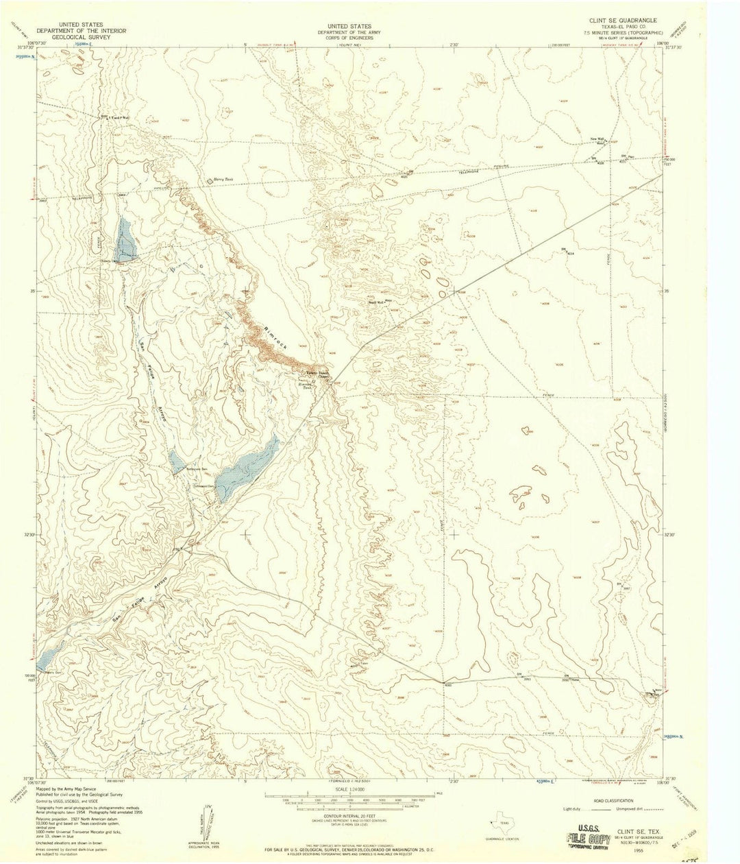 1955 Clint, TX - Texas - USGS Topographic Map v3