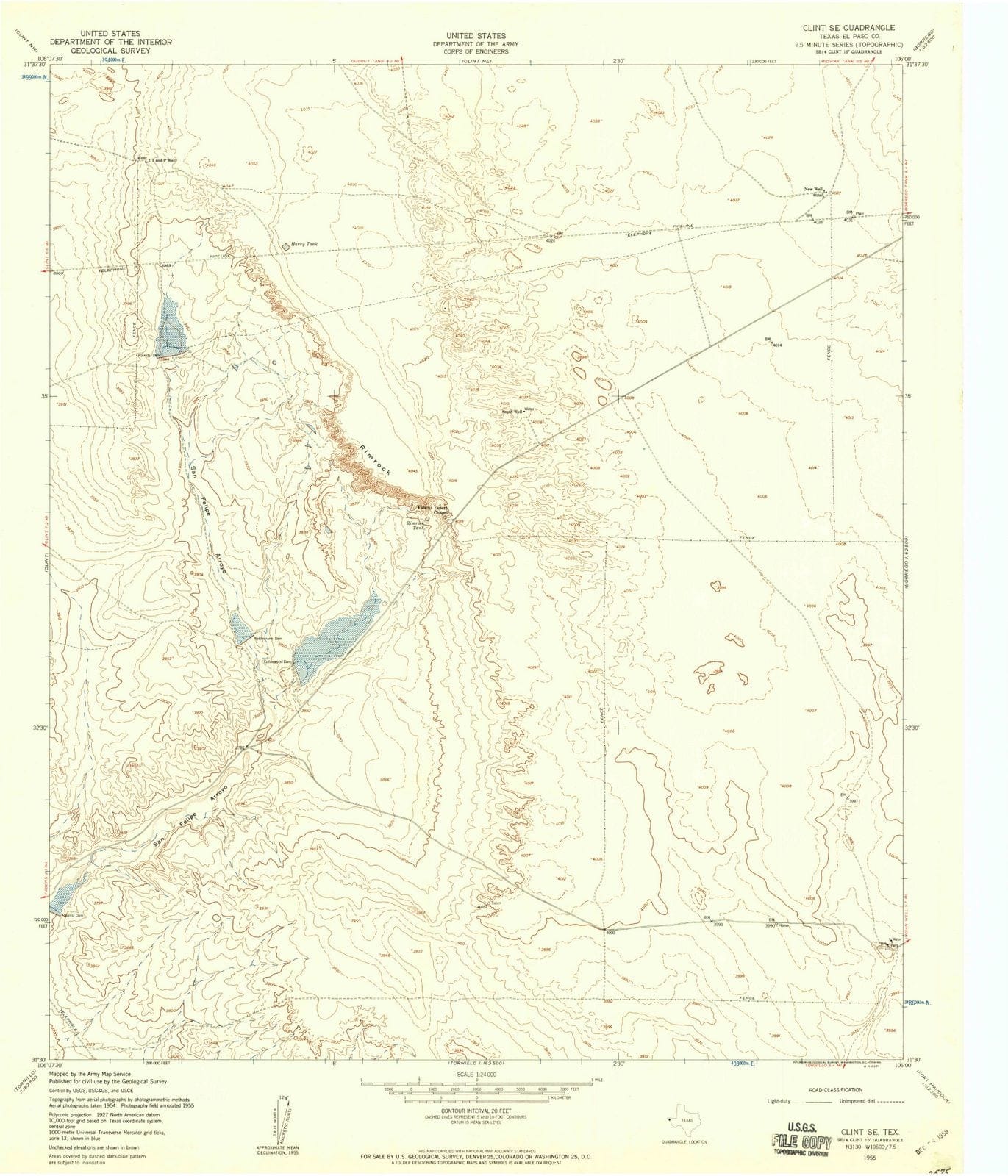 1955 Clint, TX - Texas - USGS Topographic Map v3