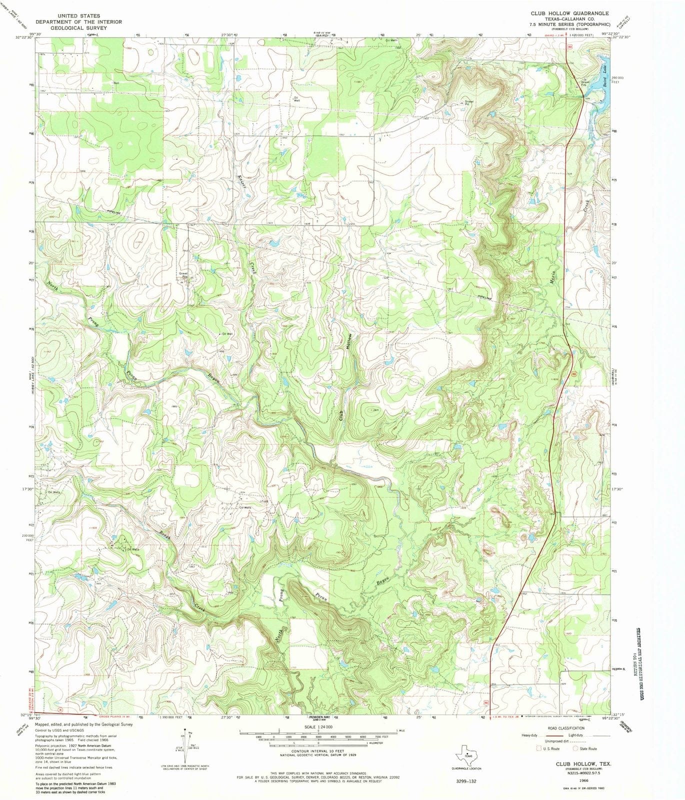 1966 Club Hollow, TX - Texas - USGS Topographic Map