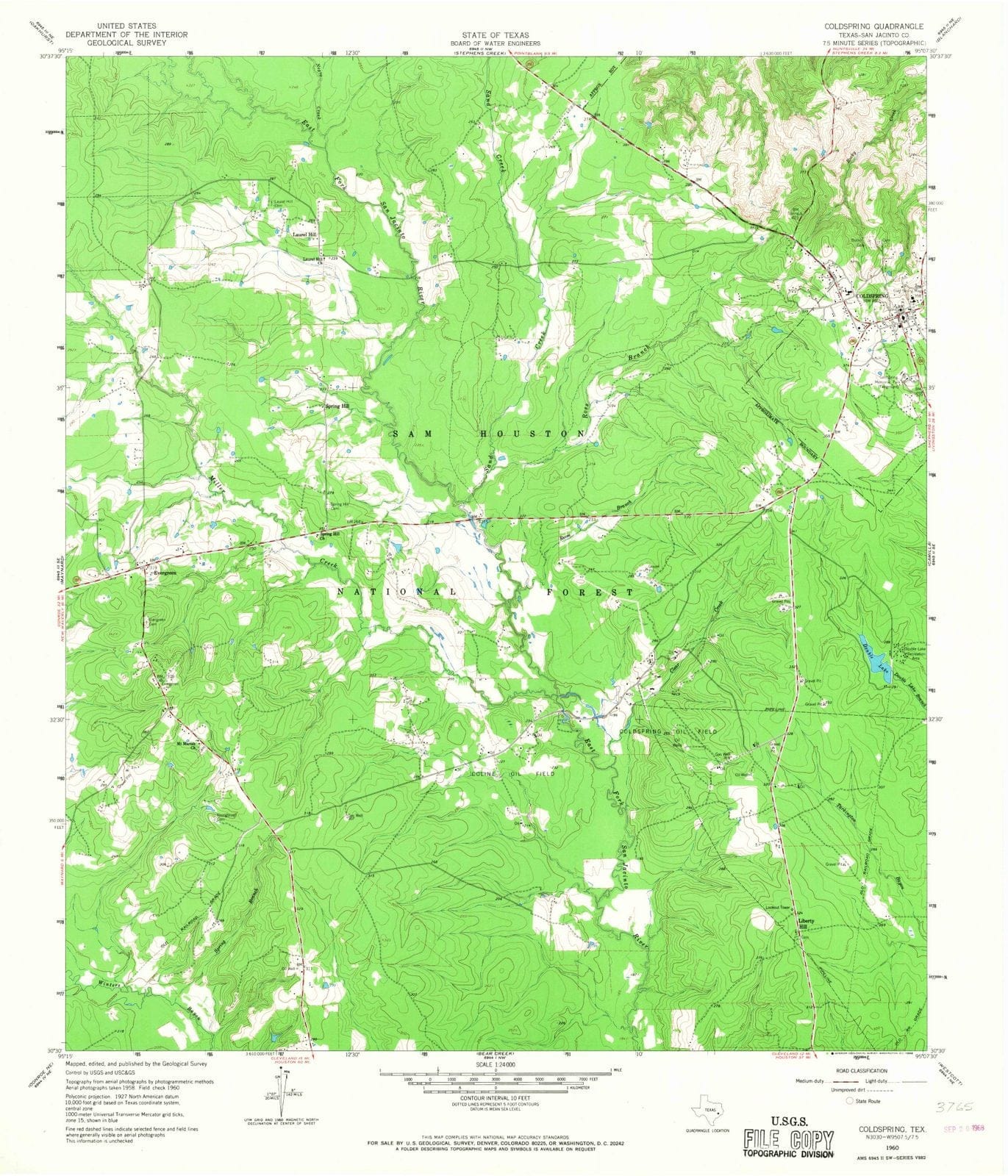 1960 Coldspring, TX - Texas - USGS Topographic Map