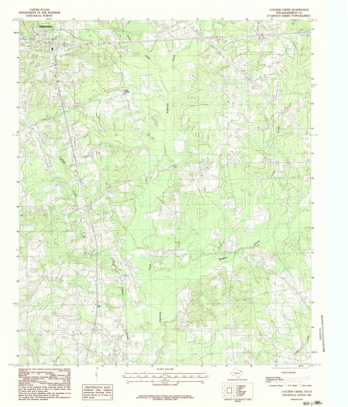 1983 Colliers Creek, TX - Texas - USGS Topographic Map
