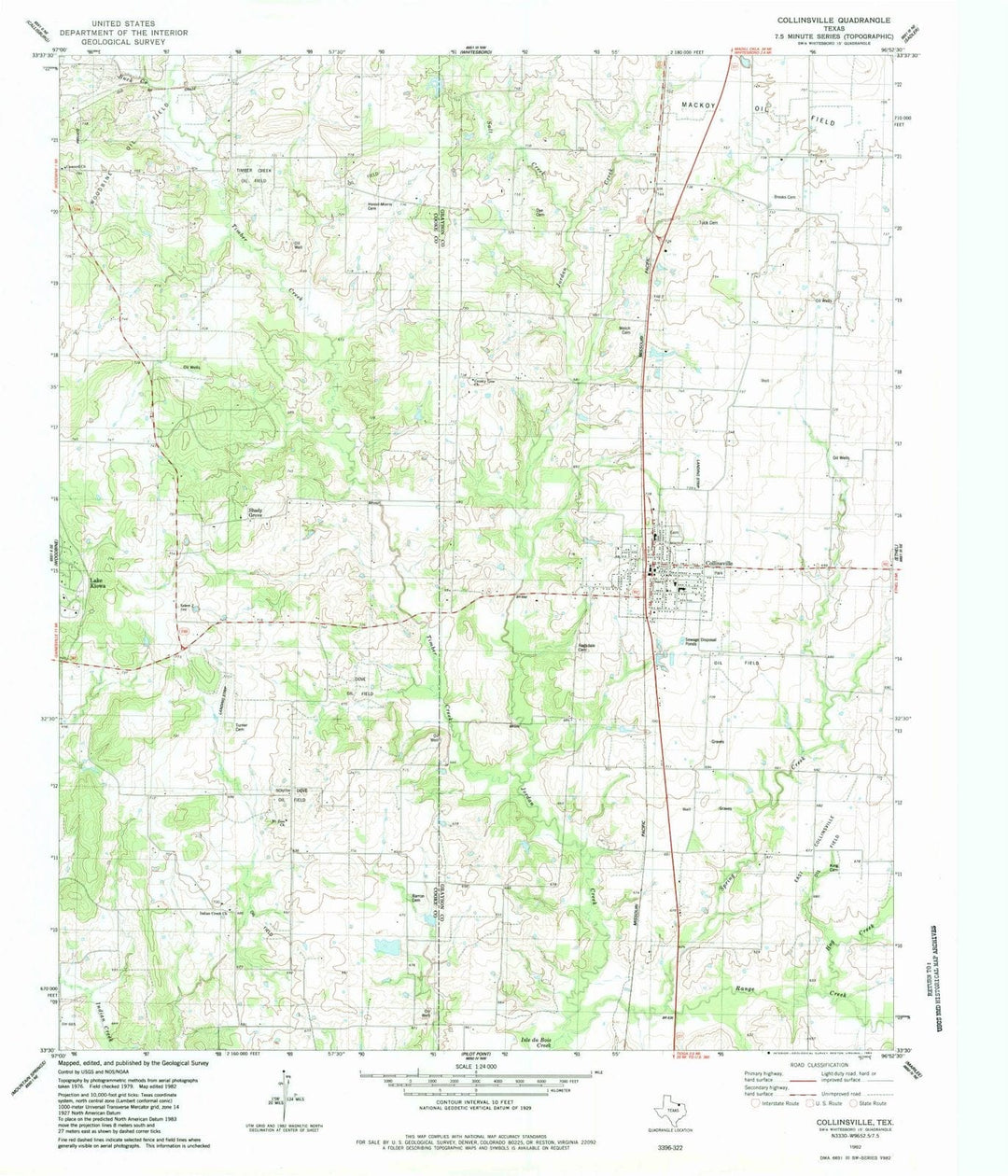 1982 Collinsville, TX - Texas - USGS Topographic Map