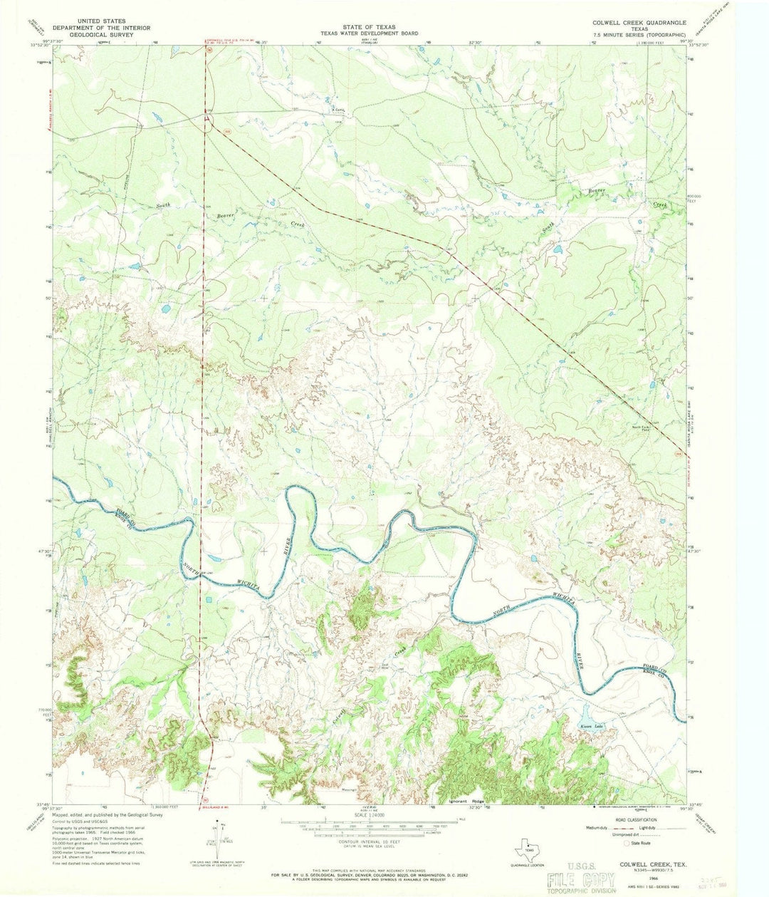 1966 Colwell Creek, TX - Texas - USGS Topographic Map