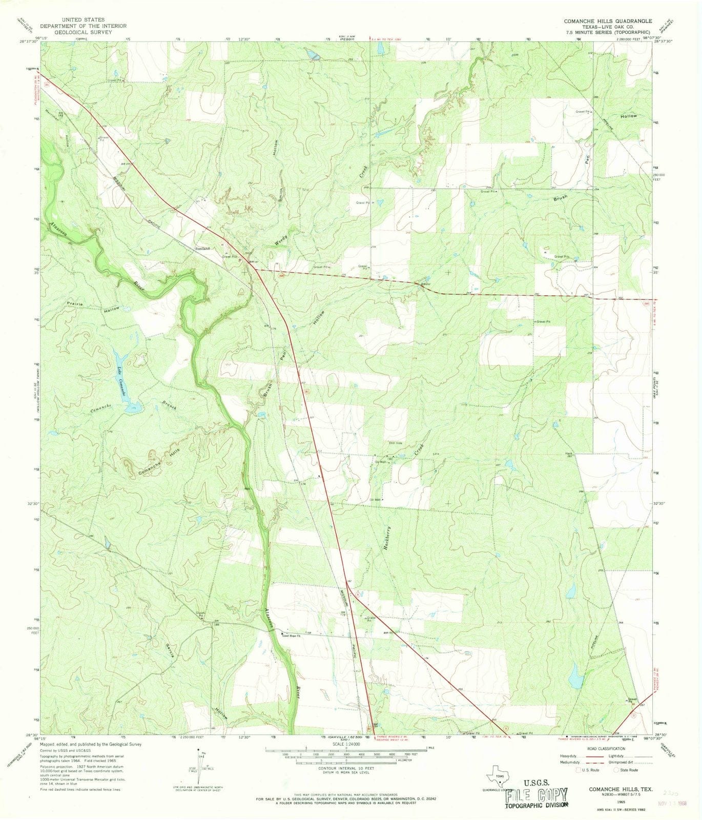 1965 Comanche Hills, TX - Texas - USGS Topographic Map