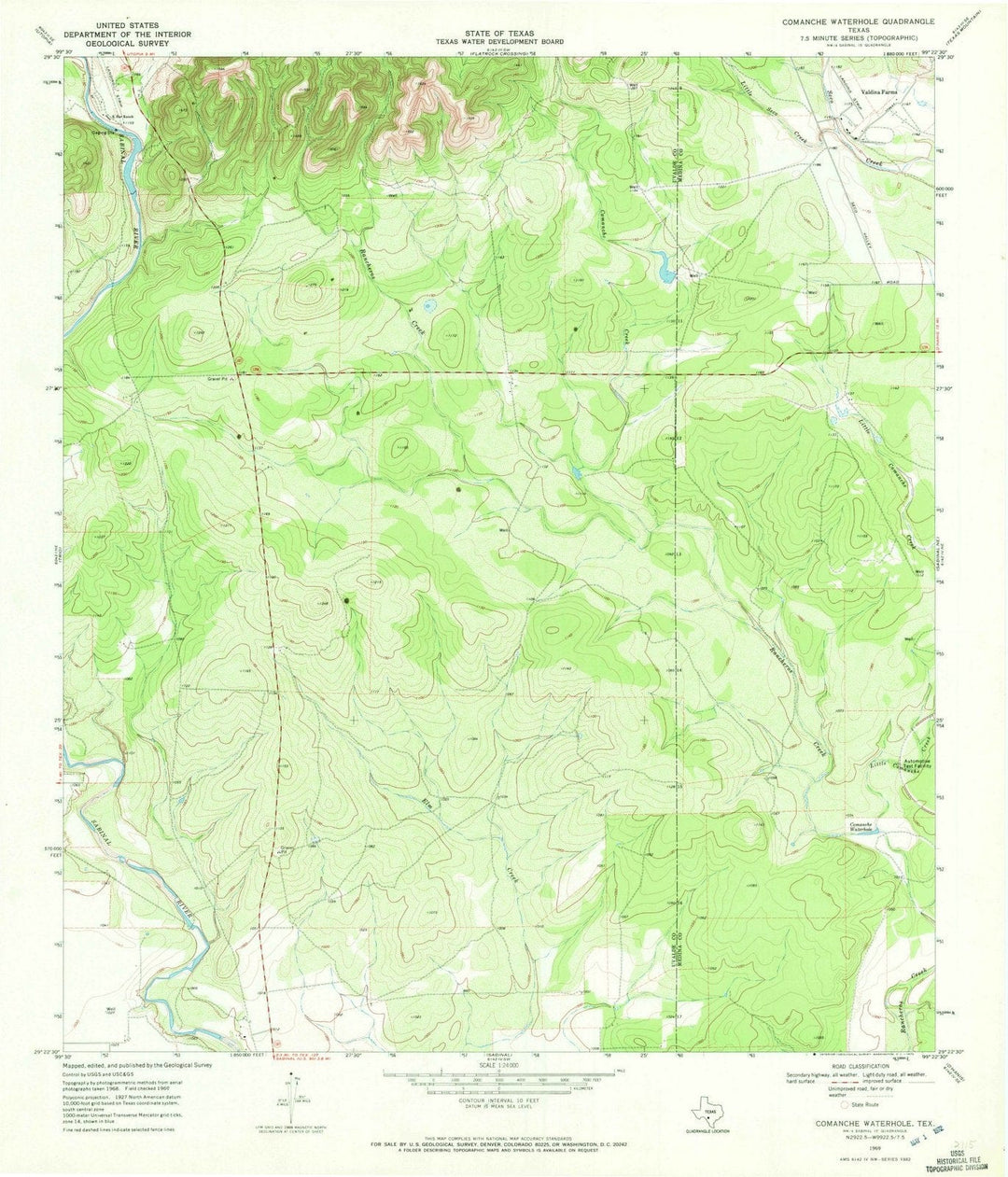 1969 Comanche Waterhole, TX - Texas - USGS Topographic Map