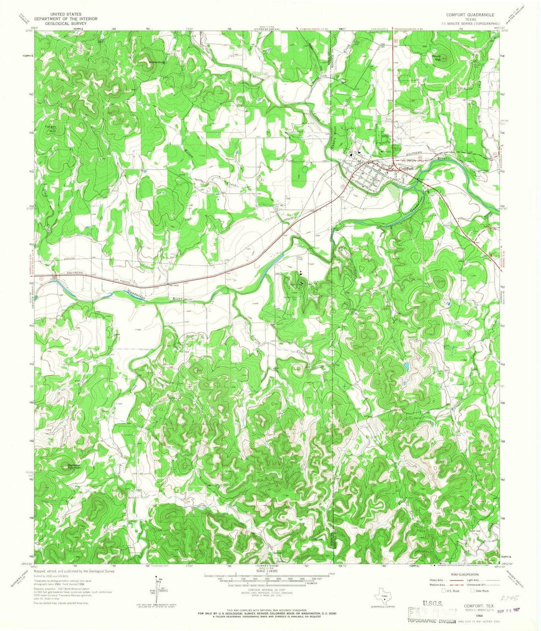 1964 Comfort, TX - Texas - USGS Topographic Map