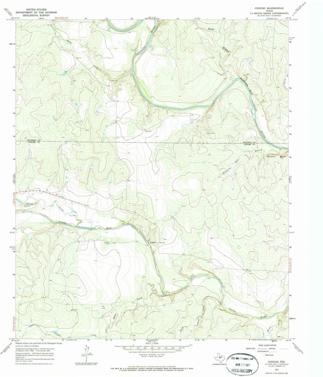 1967 Concho, TX - Texas - USGS Topographic Map