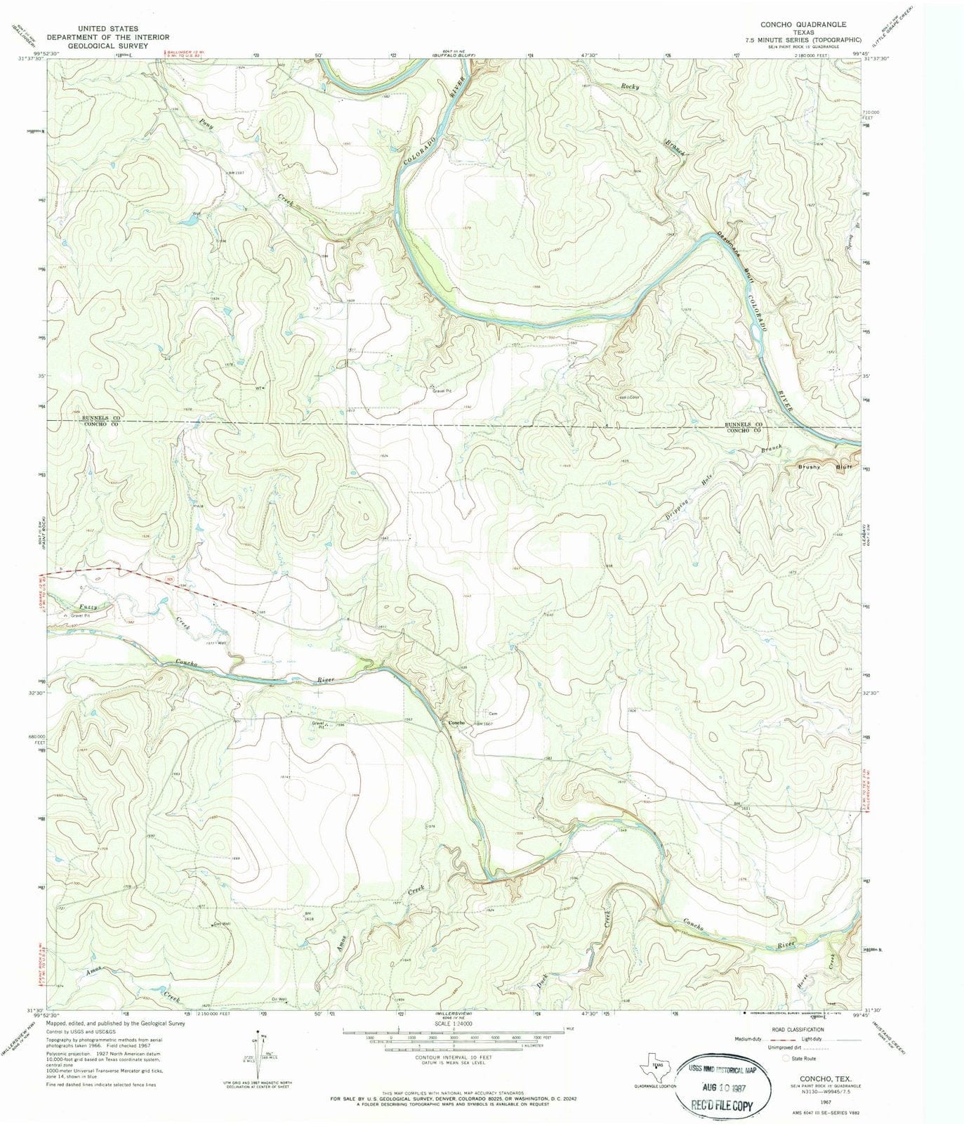 1967 Concho, TX - Texas - USGS Topographic Map