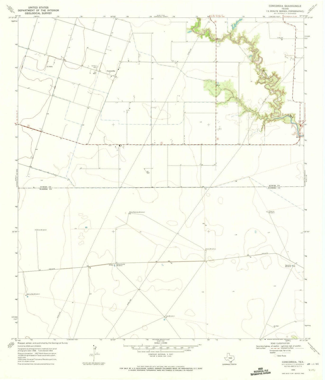1969 Concordia, TX - Texas - USGS Topographic Map