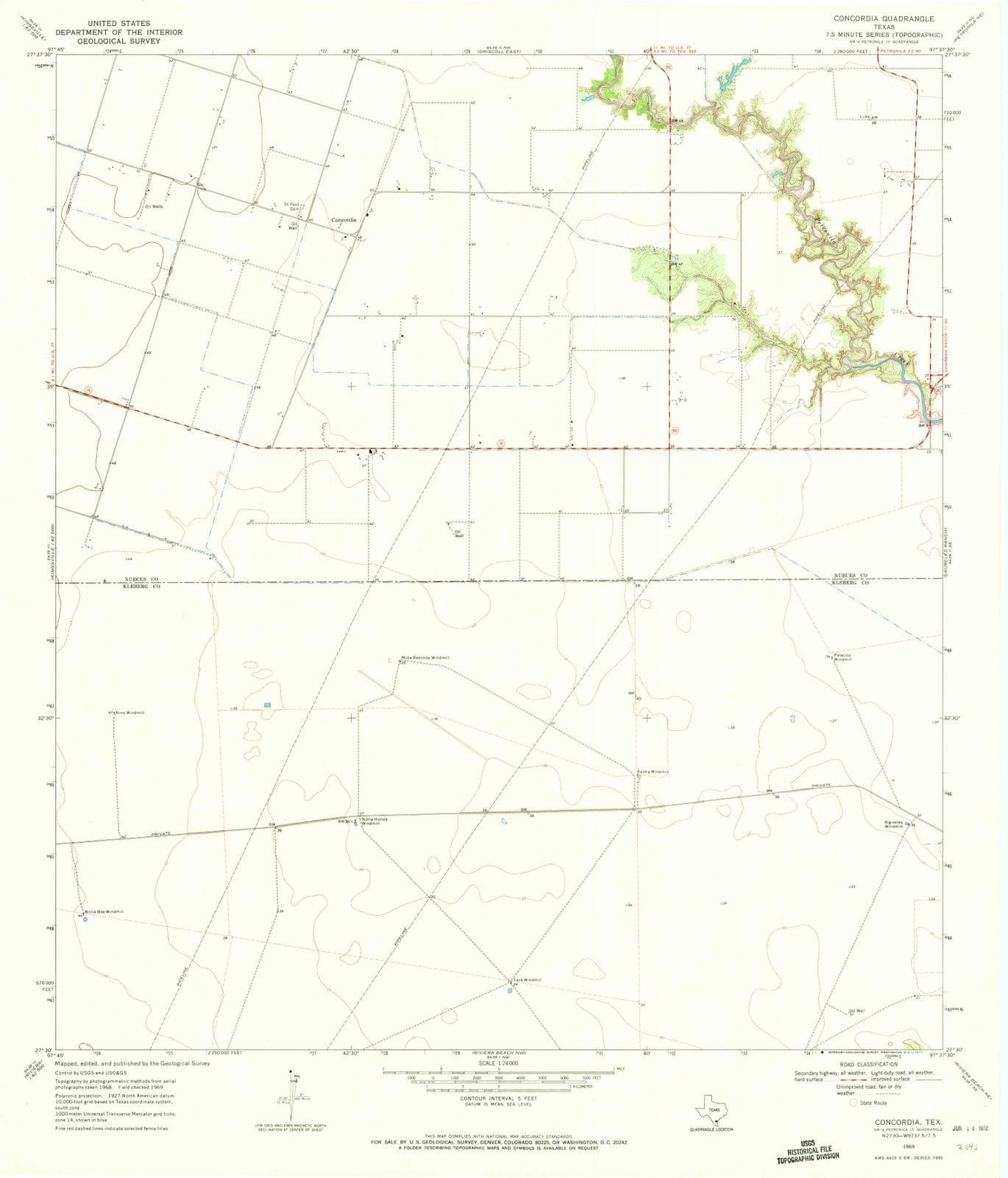 1969 Concordia, TX - Texas - USGS Topographic Map