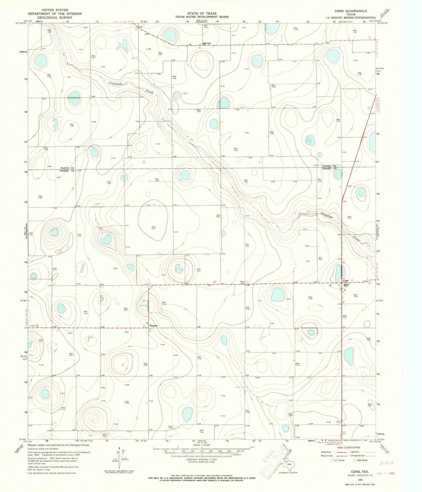 1965 Cone, TX - Texas - USGS Topographic Map