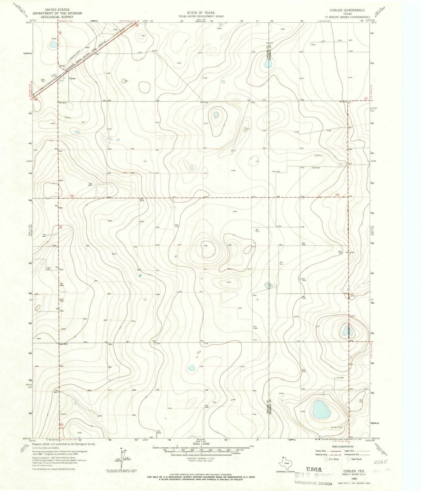 1965 Conlen, TX - Texas - USGS Topographic Map