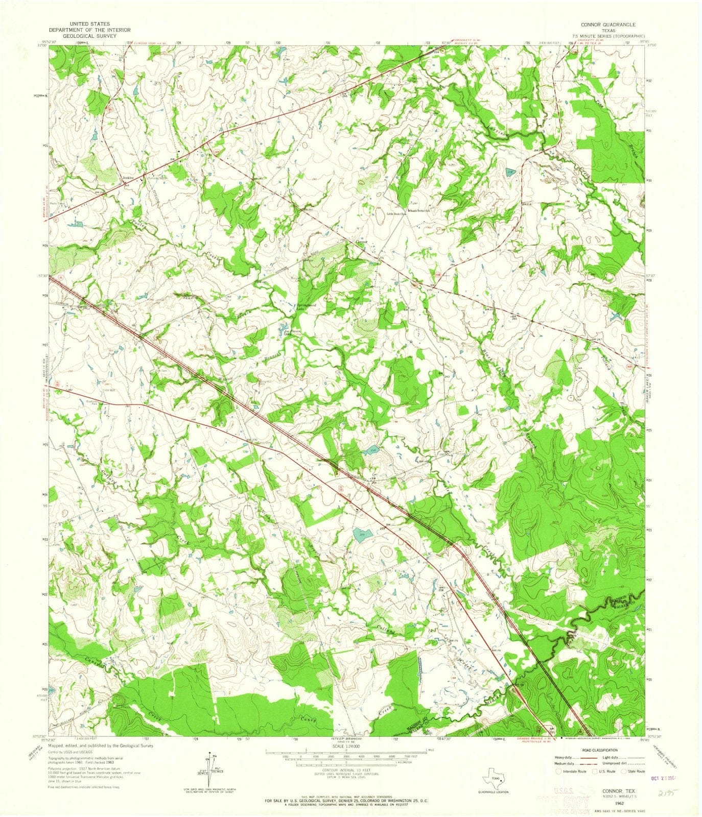 1962 Connor, TX - Texas - USGS Topographic Map