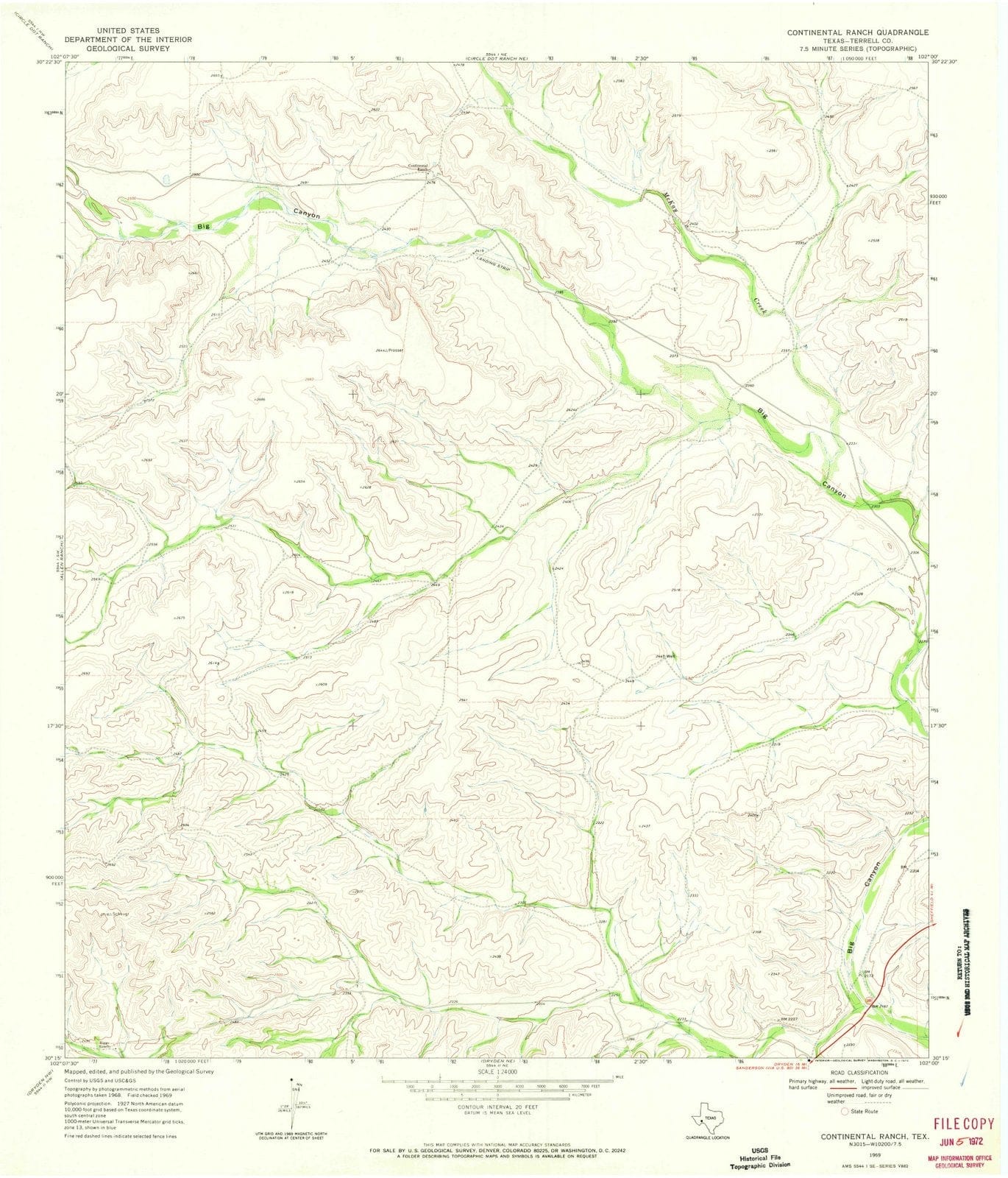 1969 Continental Ranch, TX - Texas - USGS Topographic Map