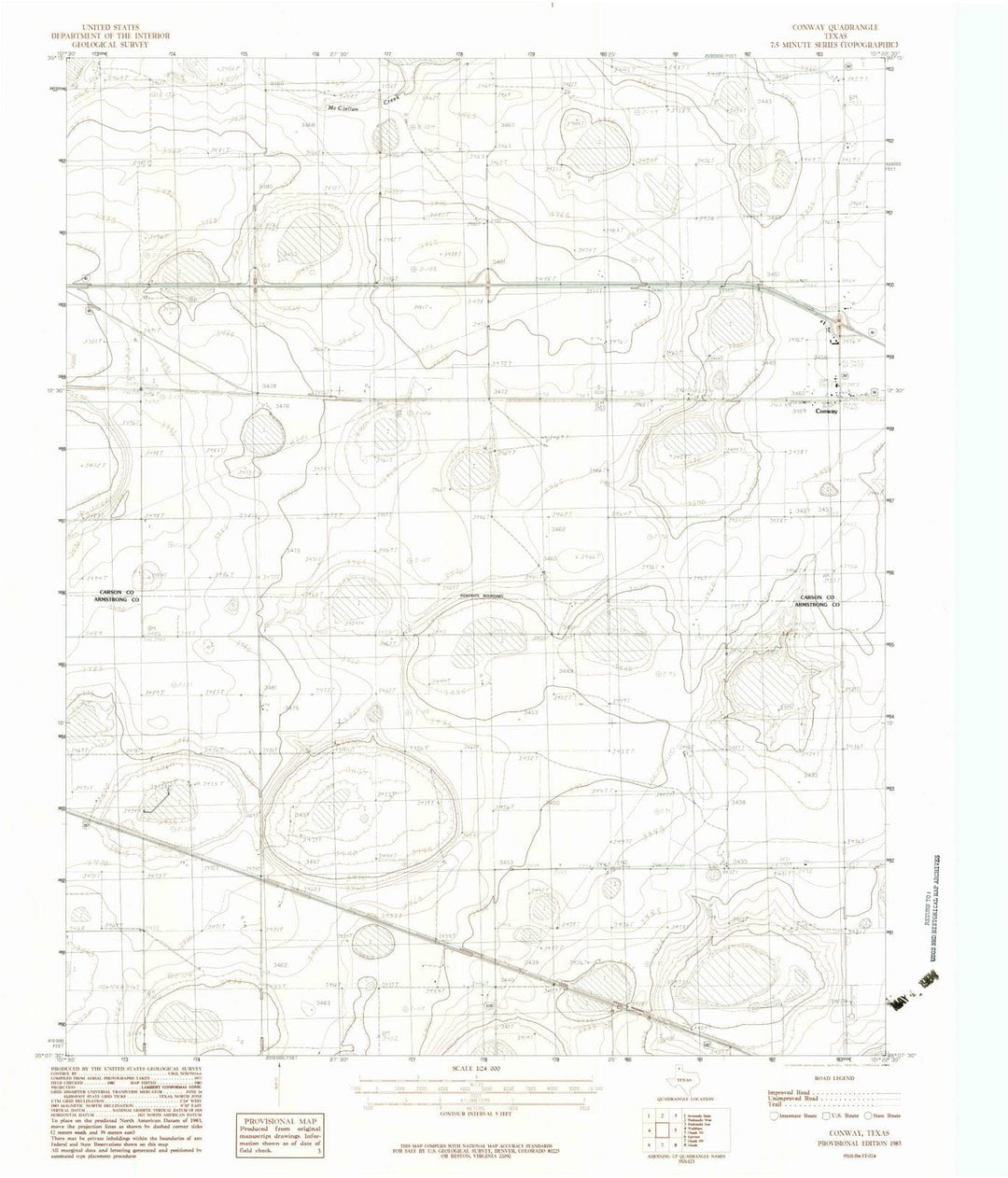 1983 Conway, TX - Texas - USGS Topographic Map