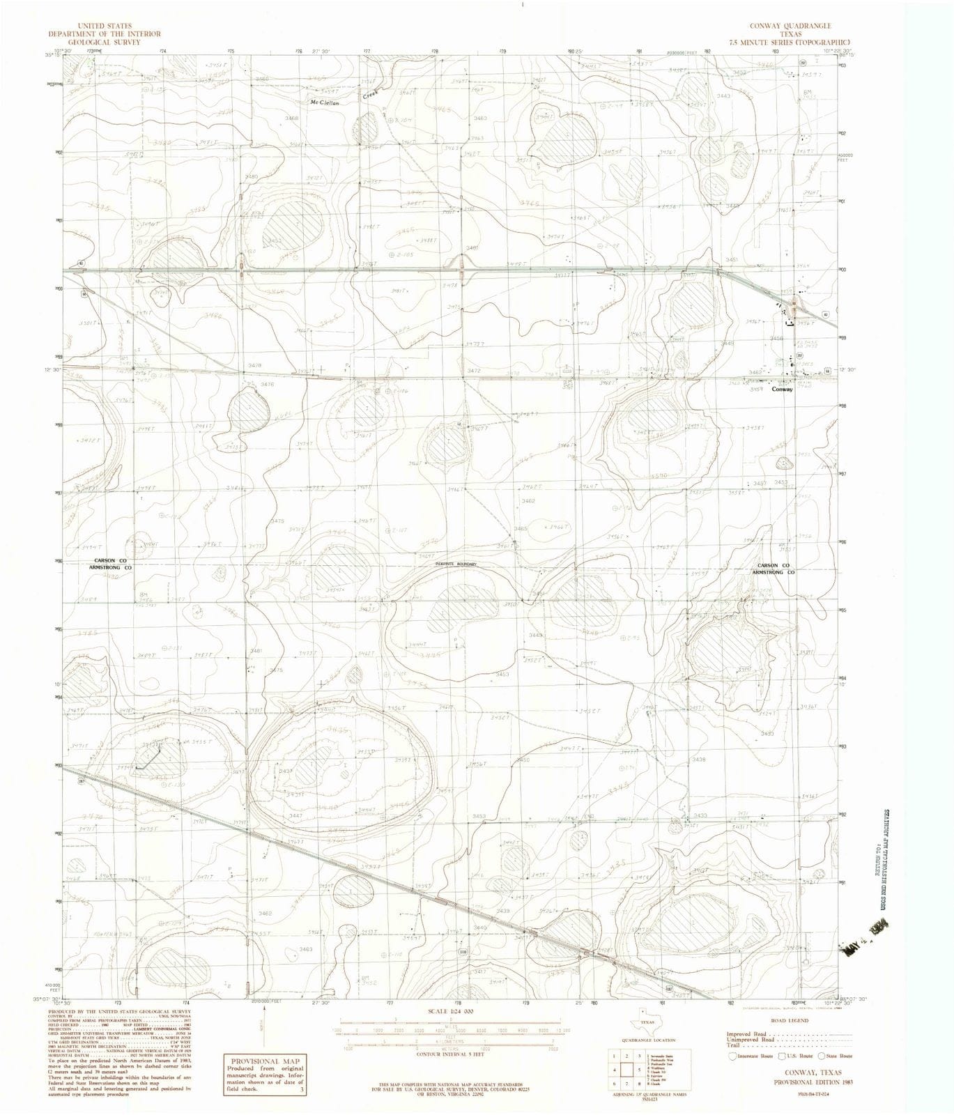 1983 Conway, TX - Texas - USGS Topographic Map