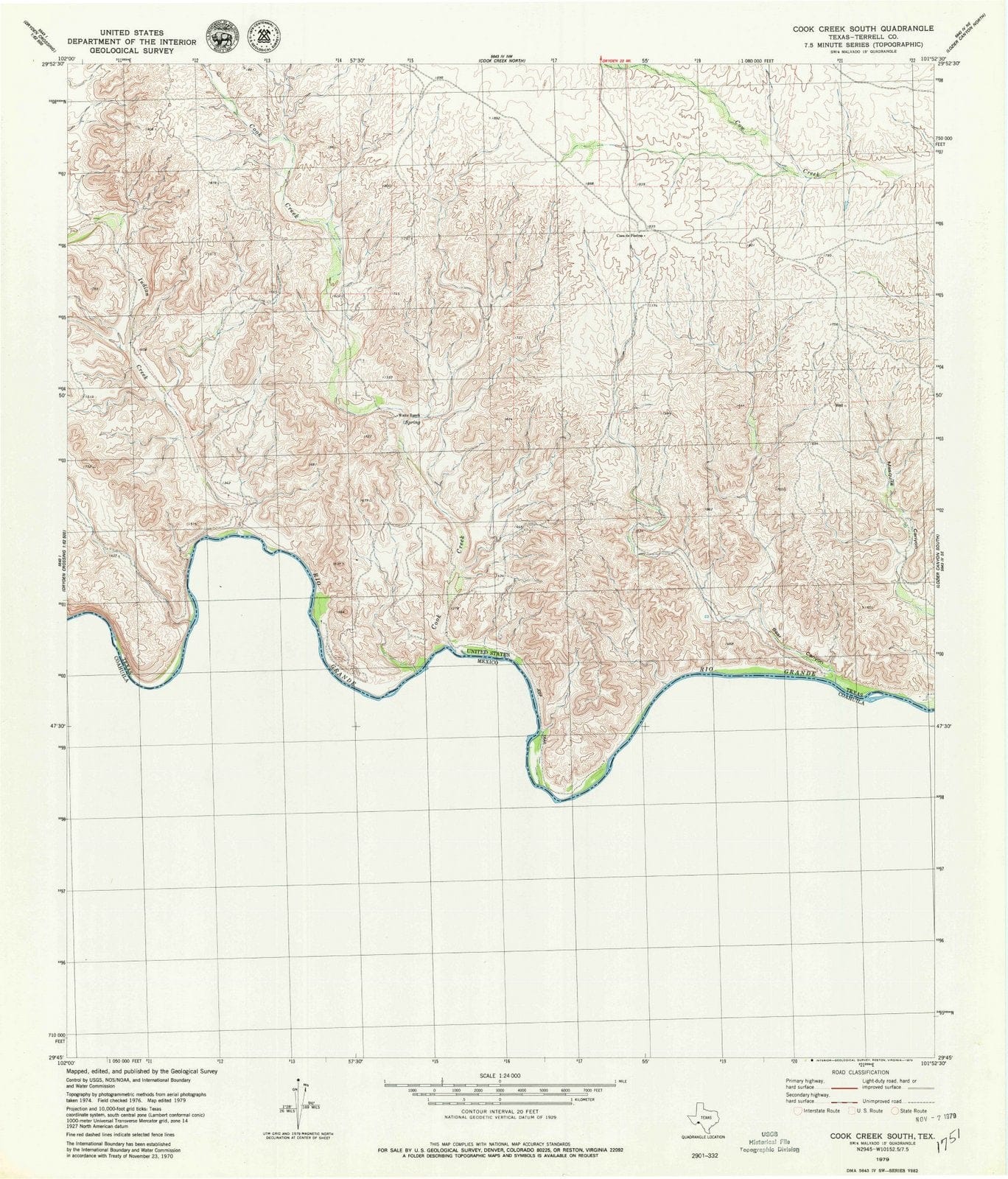 1979 Cook Creek South, TX - Texas - USGS Topographic Map