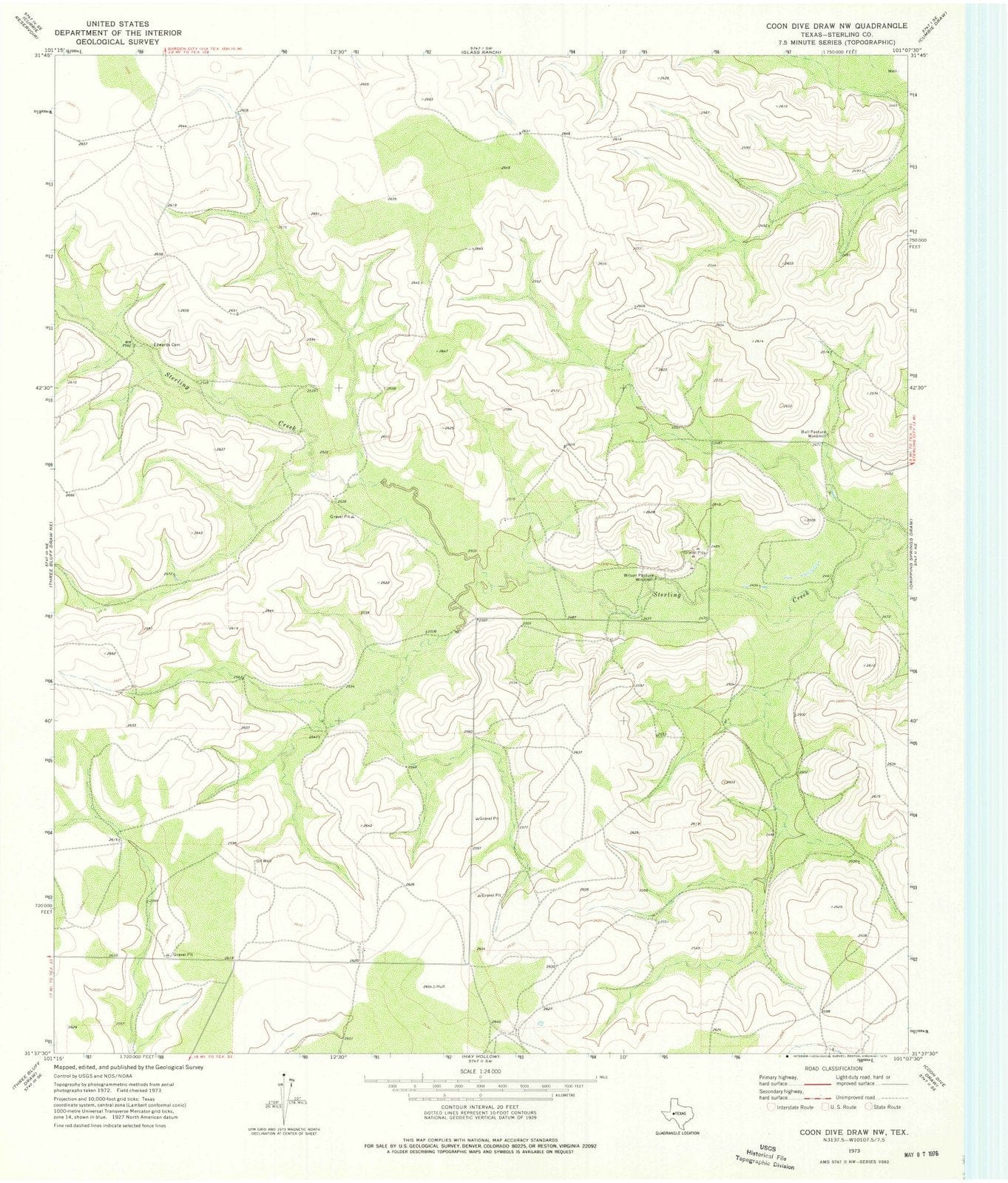 1973 Cooniveraw, TX - Texas - USGS Topographic Map