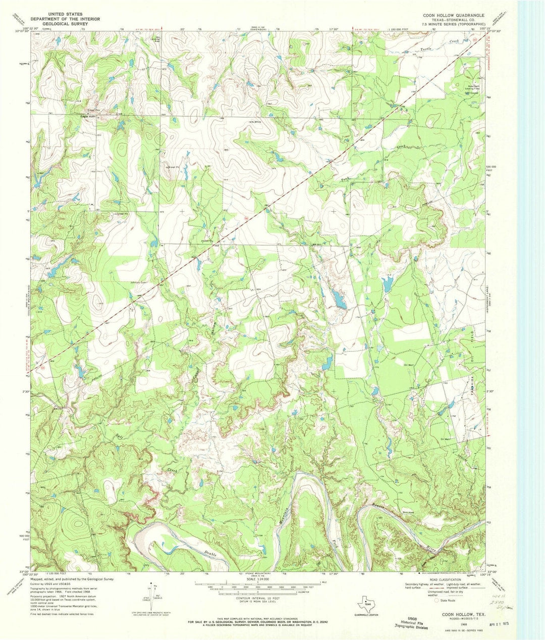 1968 Coon Hollow, TX - Texas - USGS Topographic Map