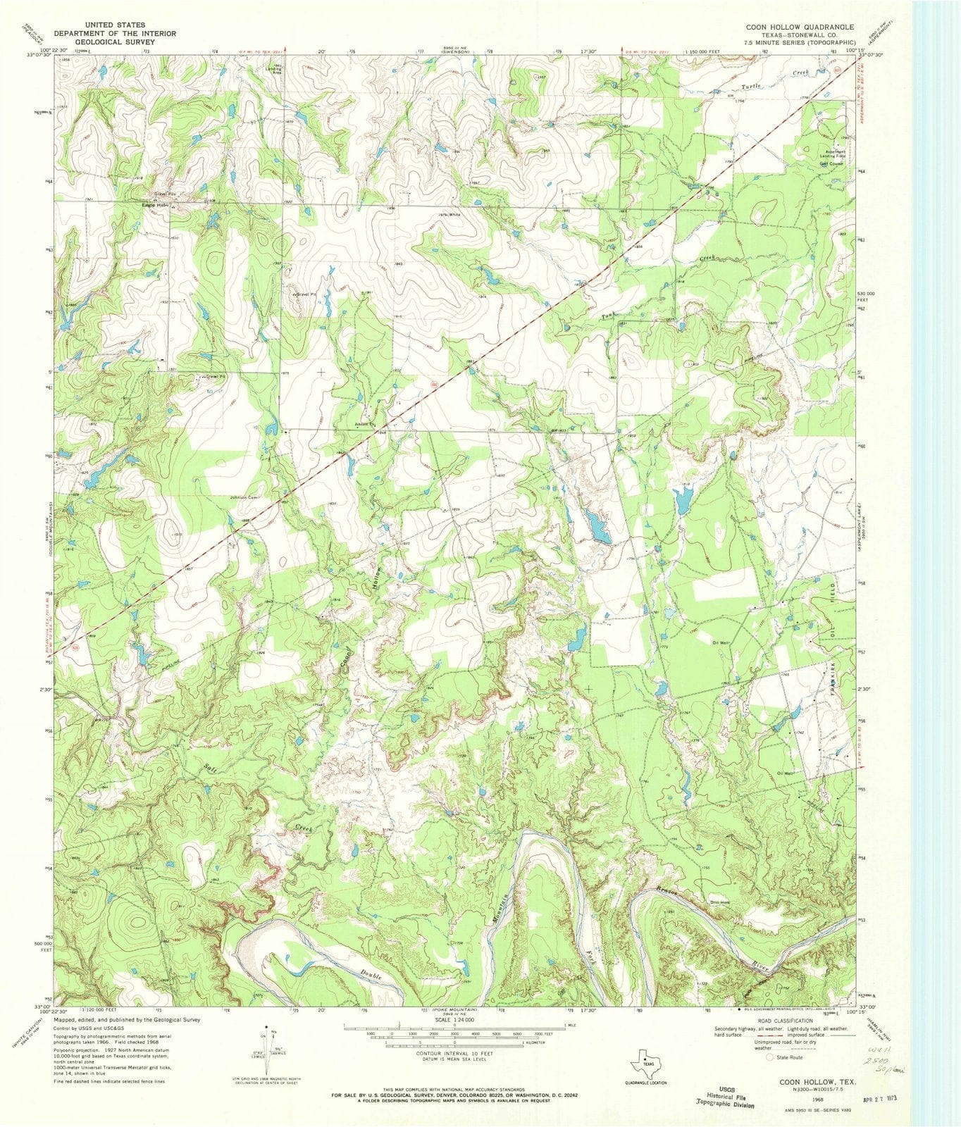 1968 Coon Hollow, TX - Texas - USGS Topographic Map