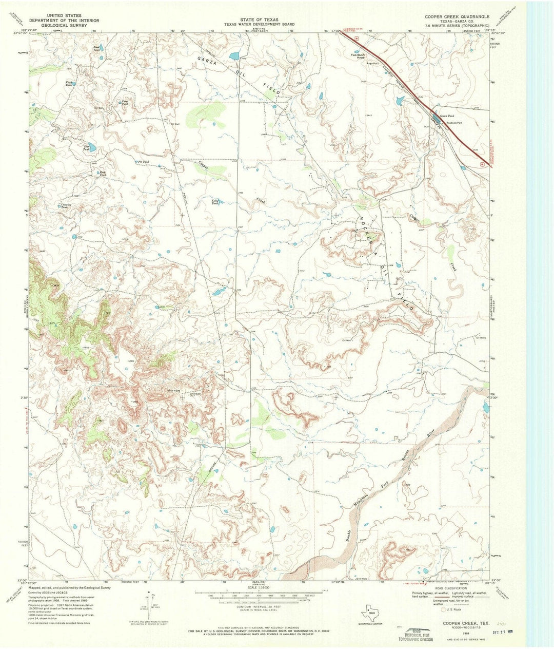 1969 Cooper Creek, TX - Texas - USGS Topographic Map
