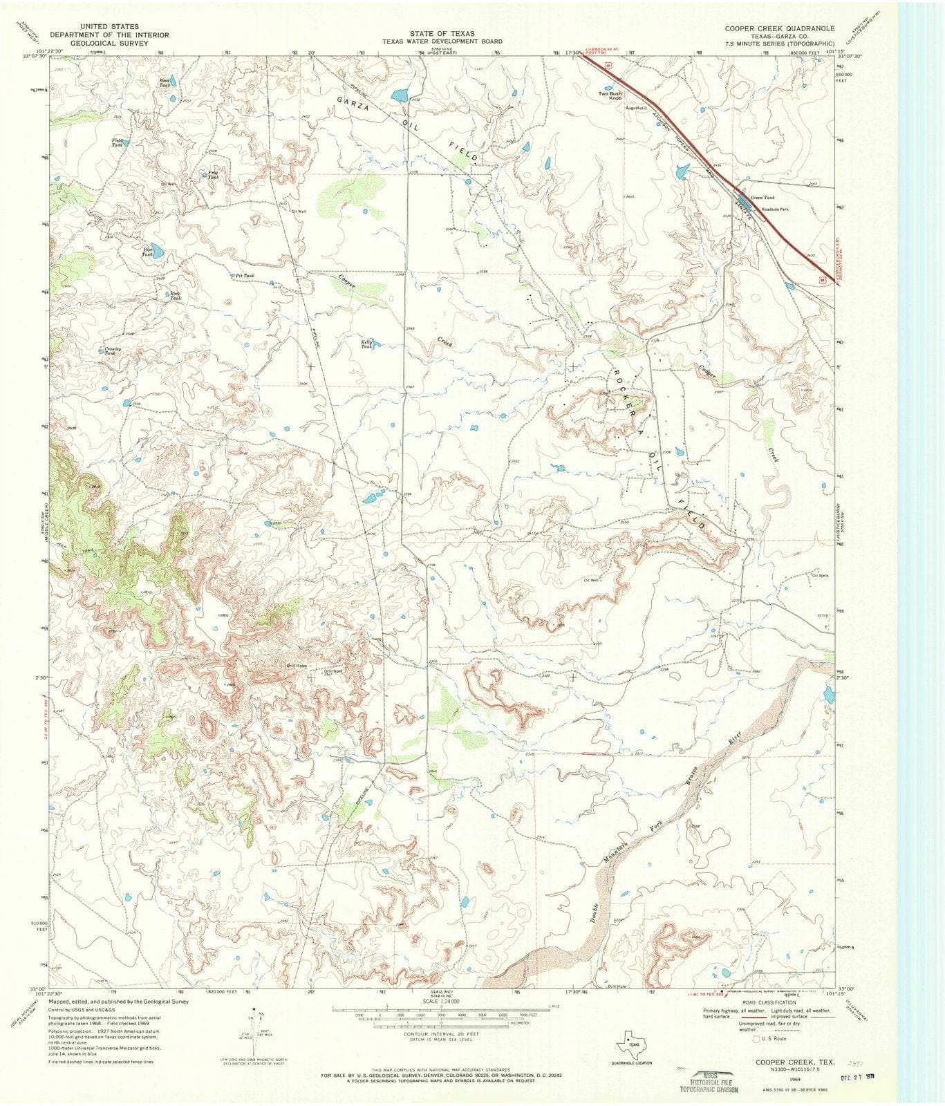 1969 Cooper Creek, TX - Texas - USGS Topographic Map