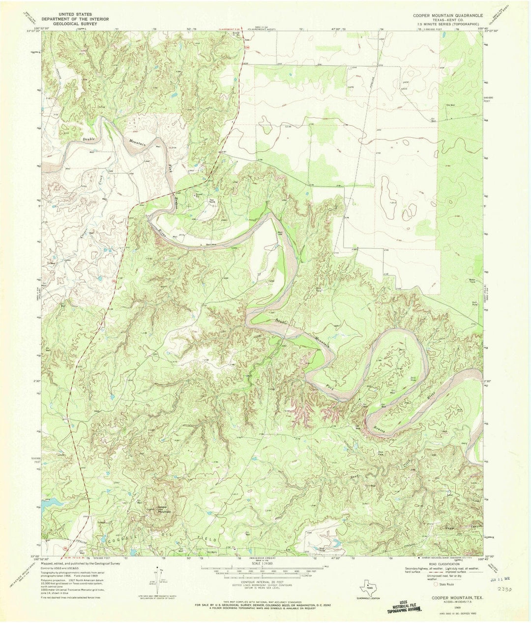 1969 Cooper Mountain, TX - Texas - USGS Topographic Map