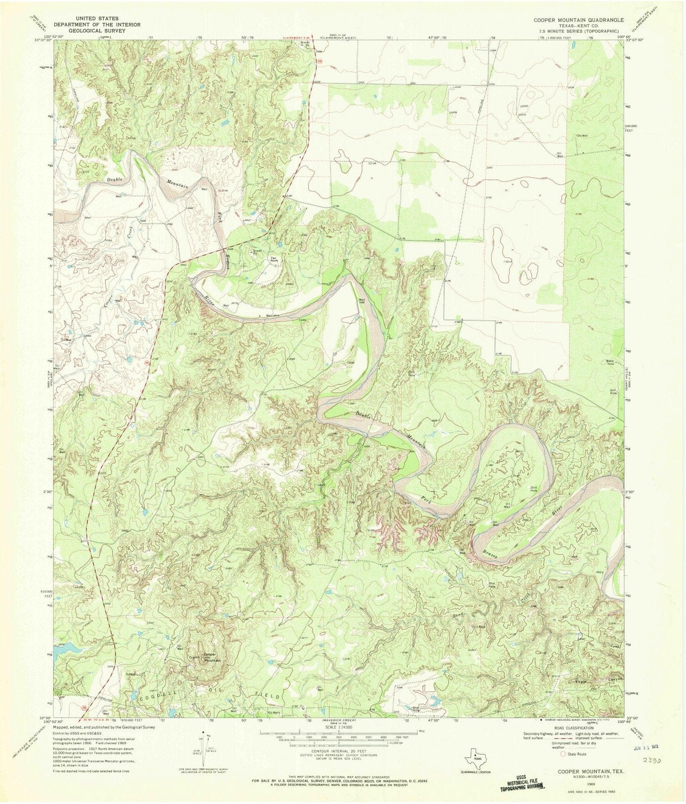 1969 Cooper Mountain, TX - Texas - USGS Topographic Map
