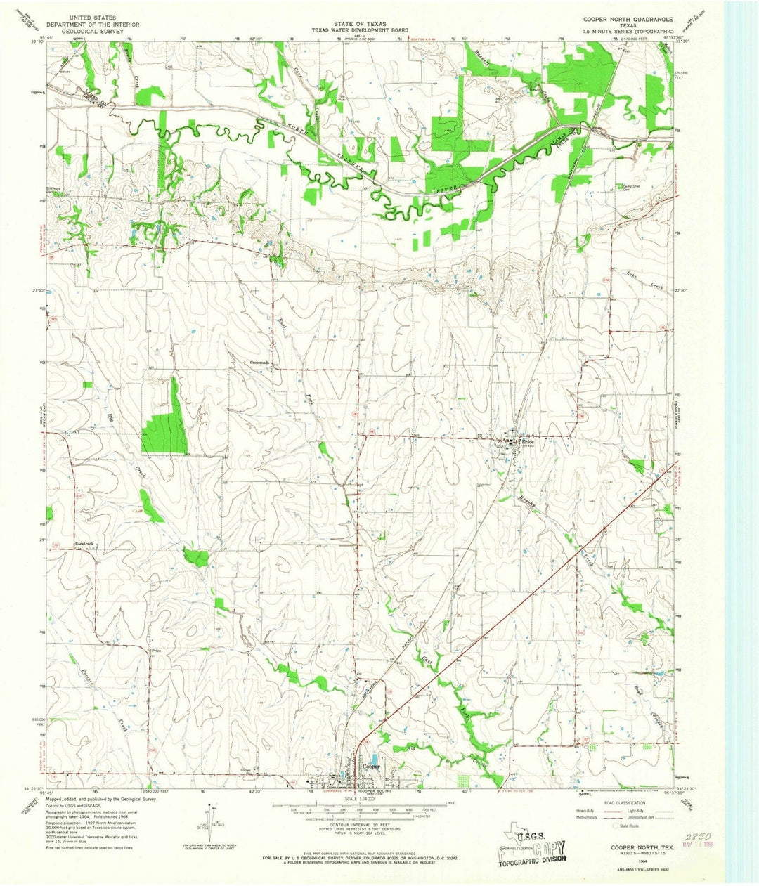 1964 Cooper North, TX - Texas - USGS Topographic Map
