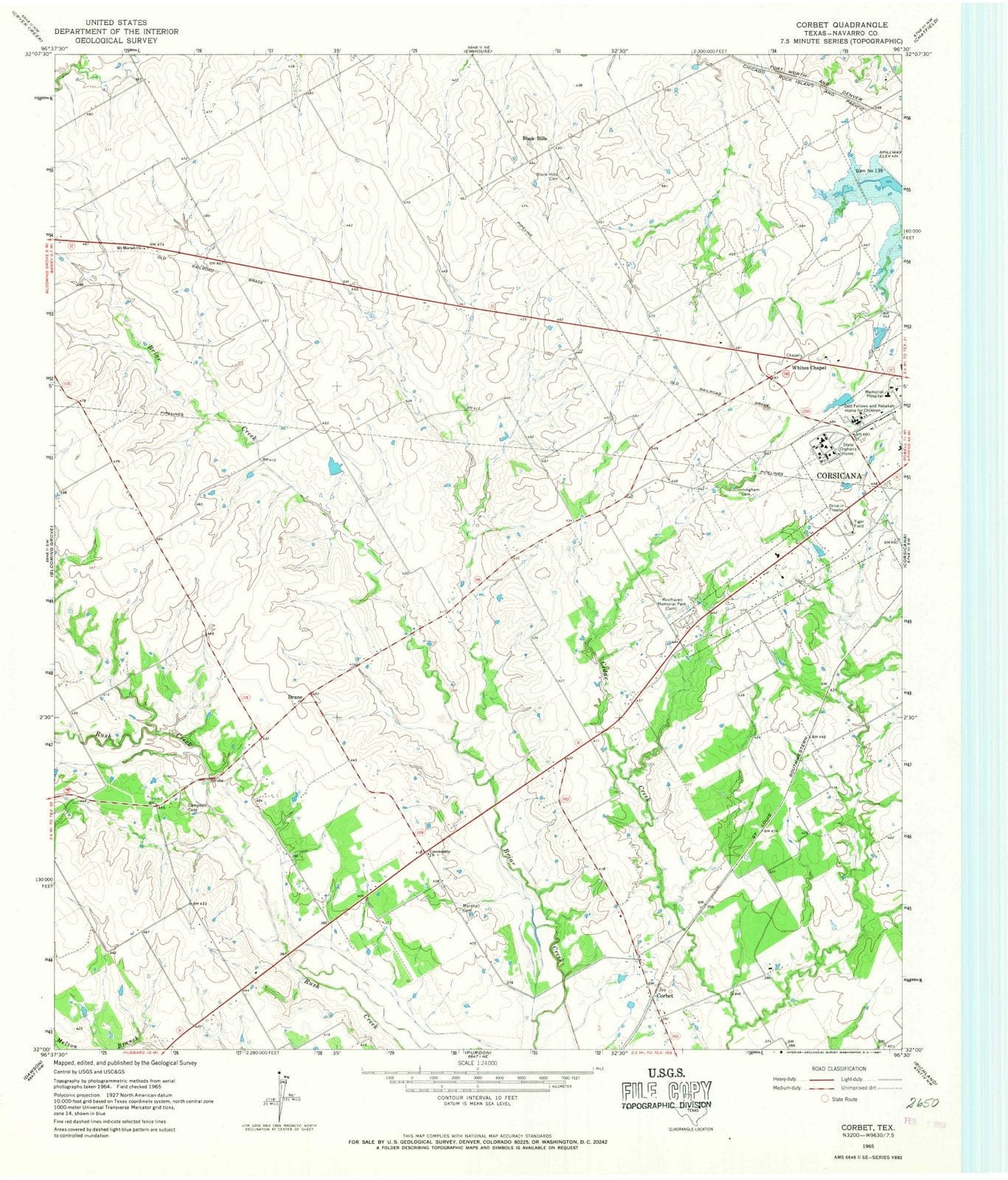 1965 Corbet, TX - Texas - USGS Topographic Map