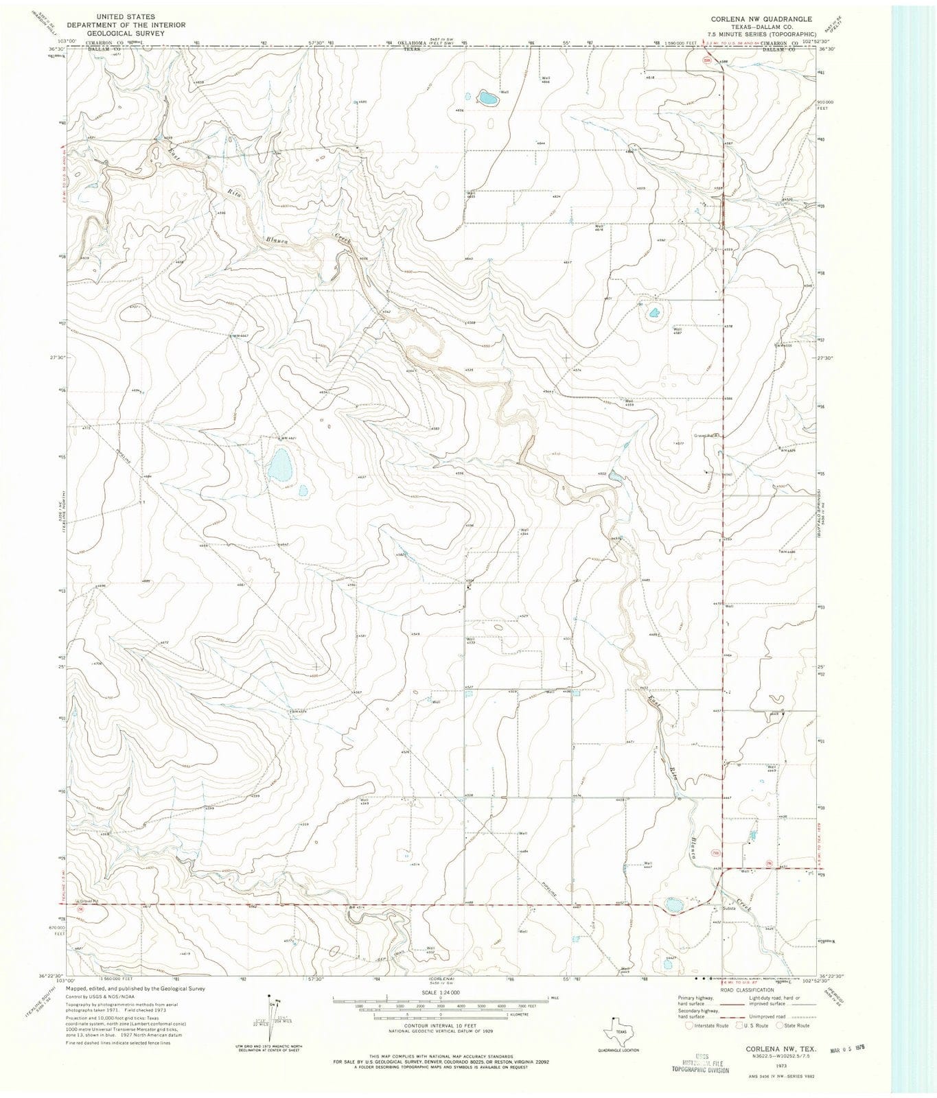 1973 Corlena, TX - Texas - USGS Topographic Map