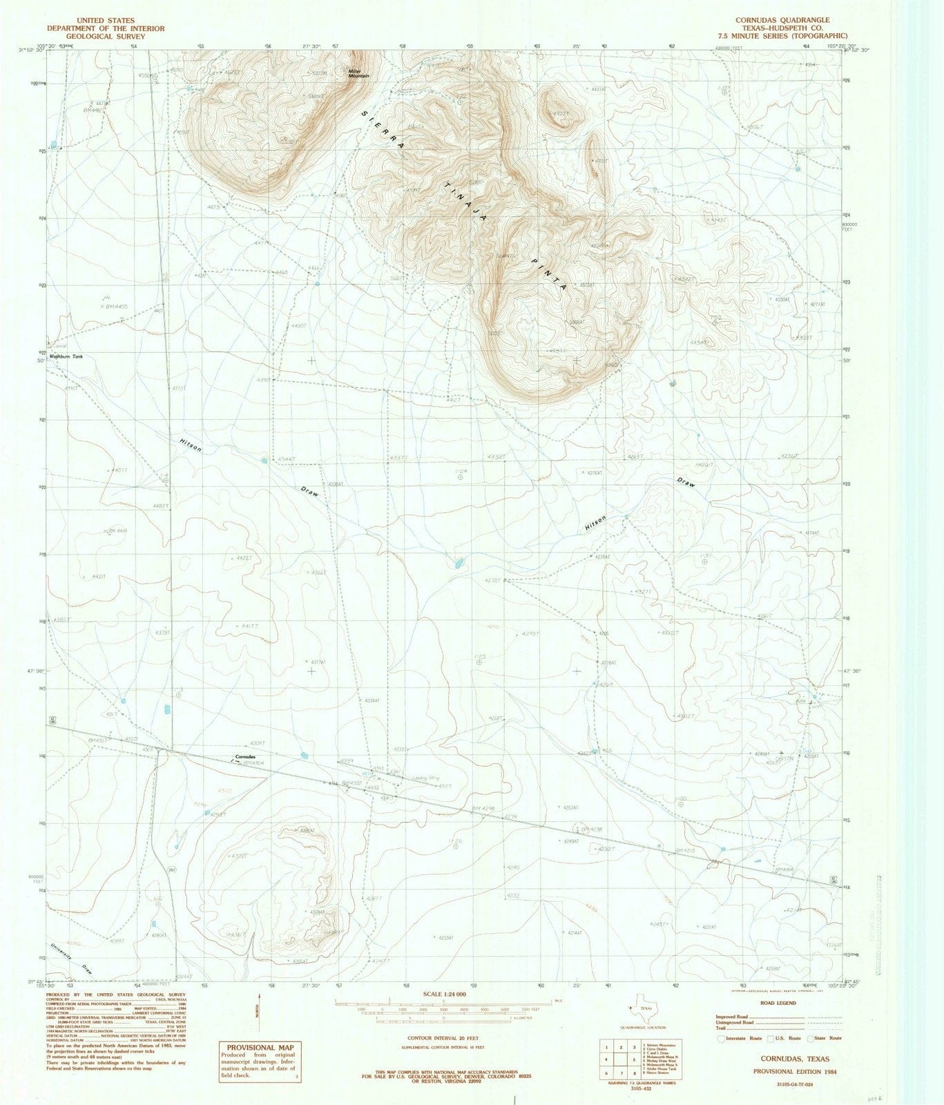 1984 Cornudas, TX - Texas - USGS Topographic Map