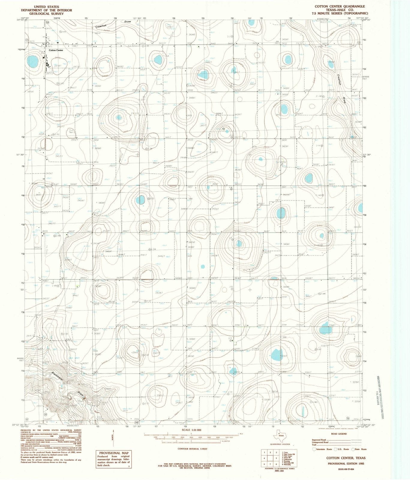 1985 Cotton Center, TX - Texas - USGS Topographic Map