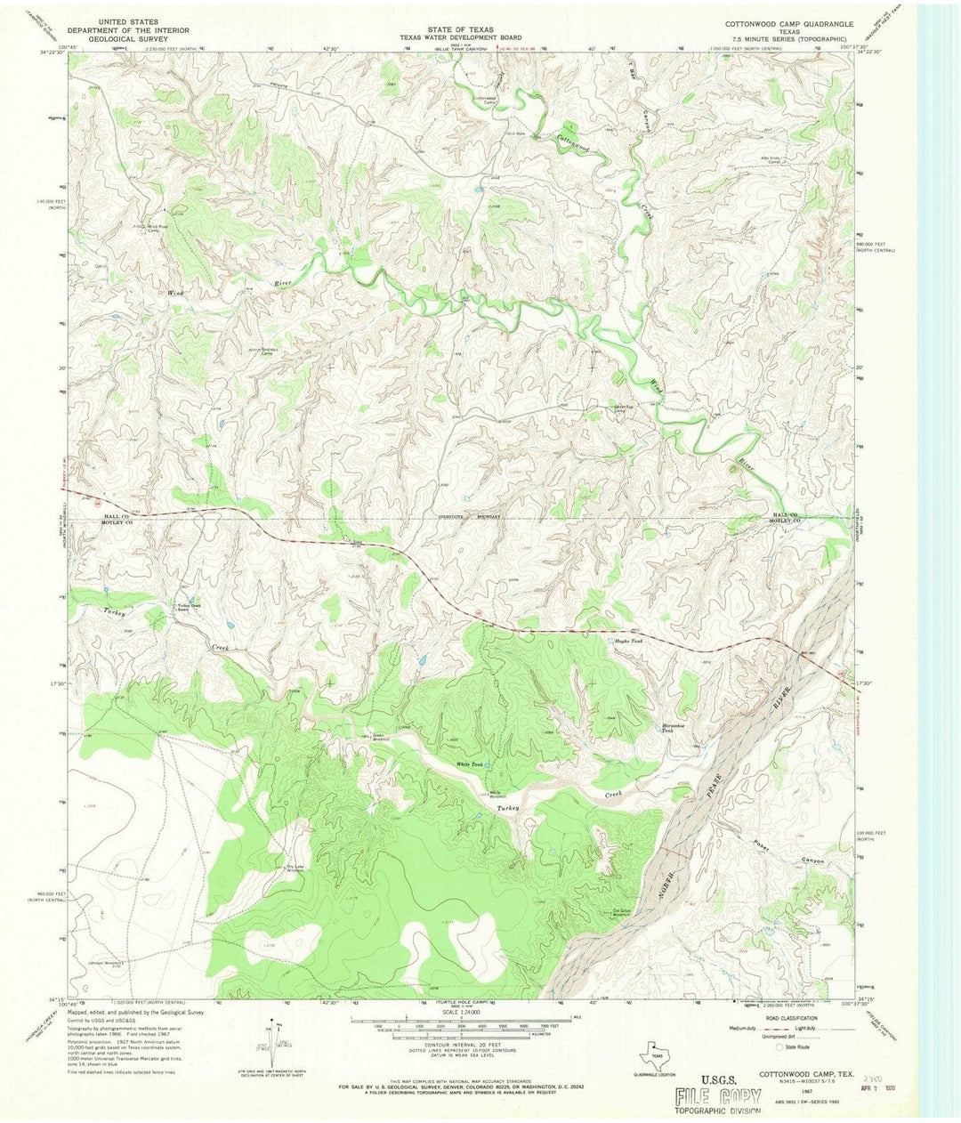 1967 Cottonwood Camp, TX - Texas - USGS Topographic Map