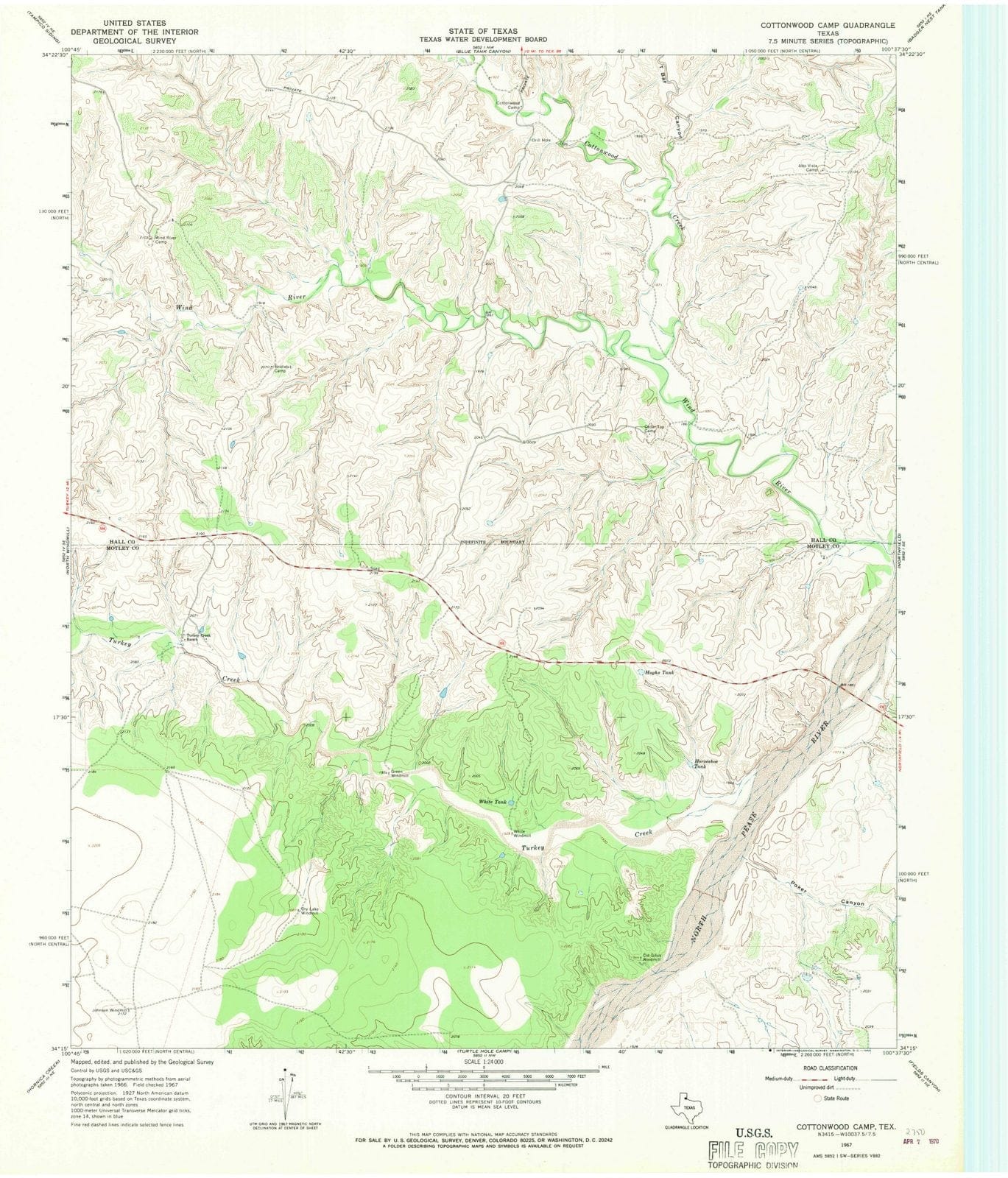 1967 Cottonwood Camp, TX - Texas - USGS Topographic Map