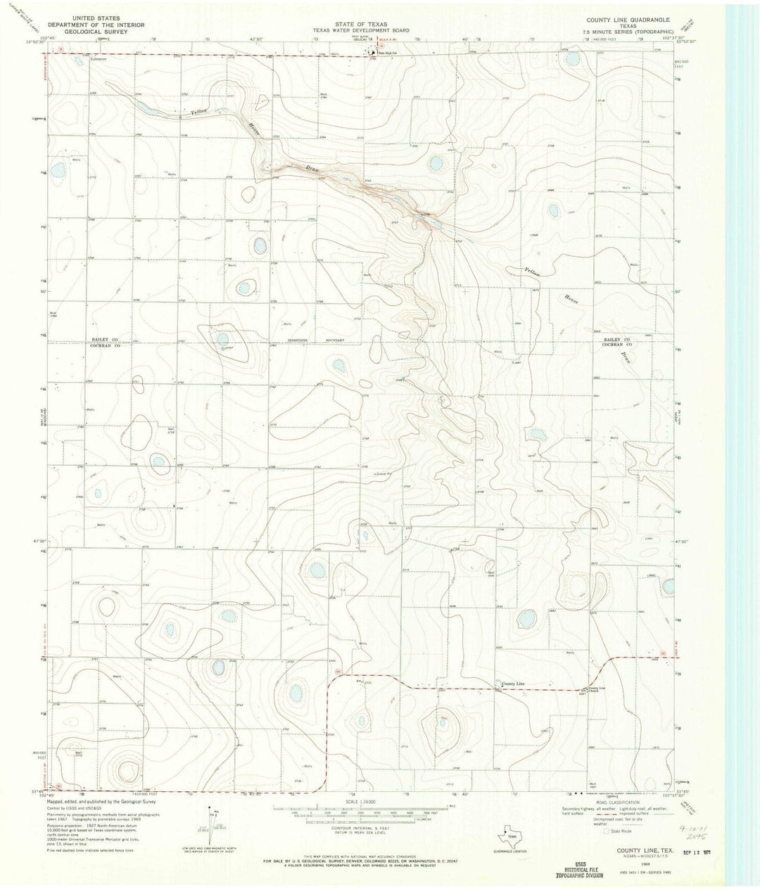 1974 County Line, TX - Texas - USGS Topographic Map