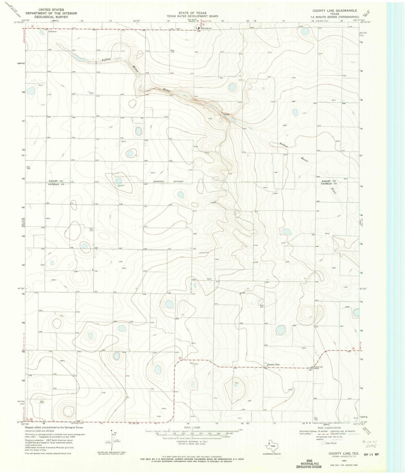 1974 County Line, TX - Texas - USGS Topographic Map