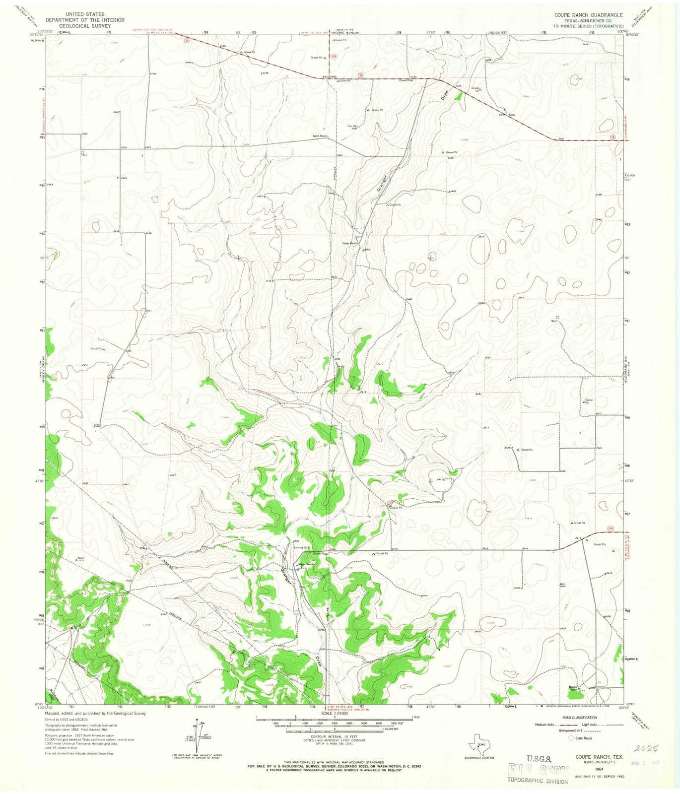 1964 Coupe Ranch, TX - Texas - USGS Topographic Map