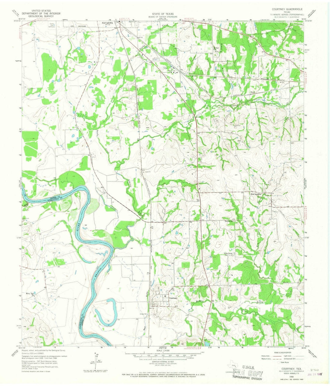 1958 Courtney, TX - Texas - USGS Topographic Map