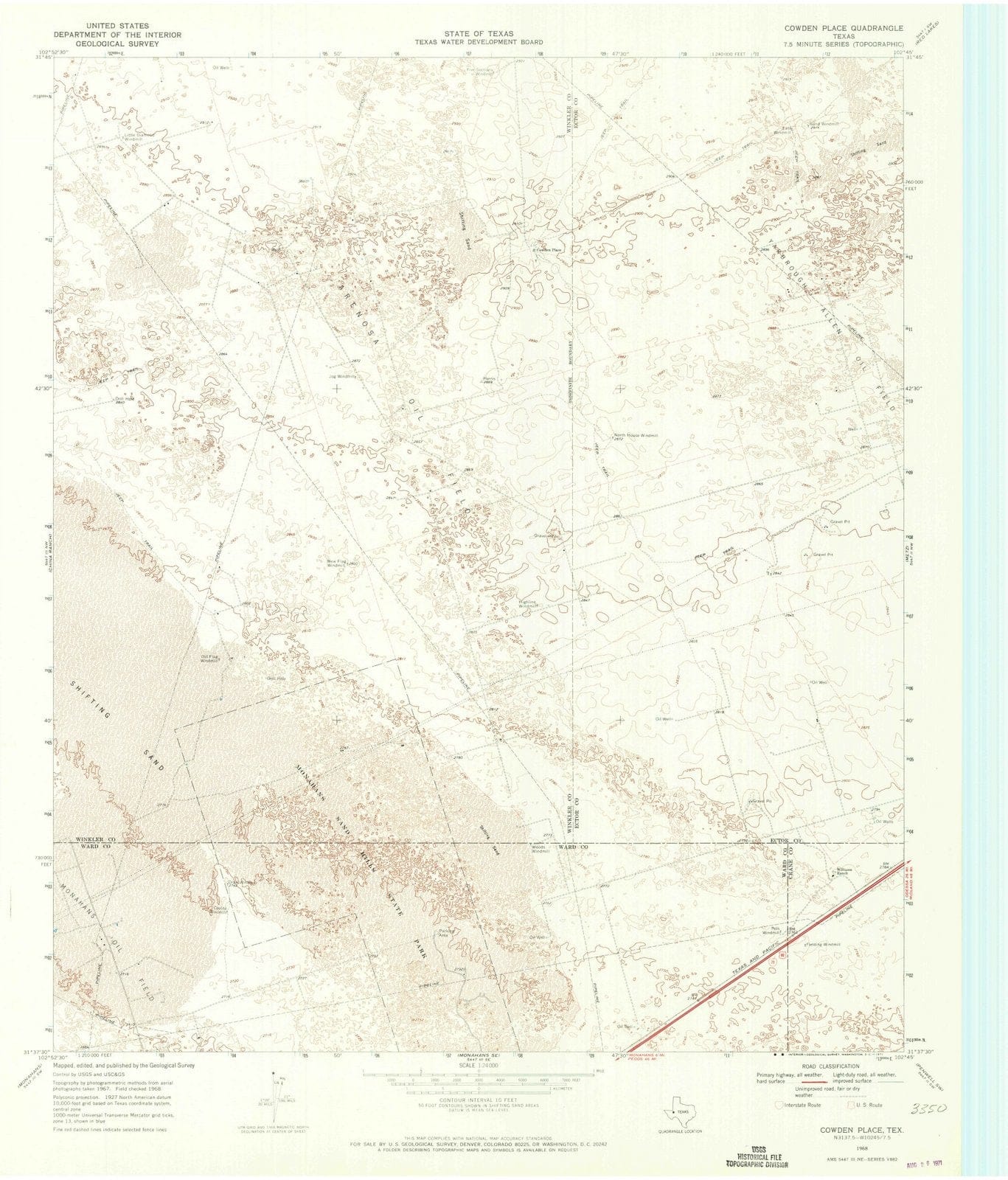 1968 Cowden Place, TX - Texas - USGS Topographic Map