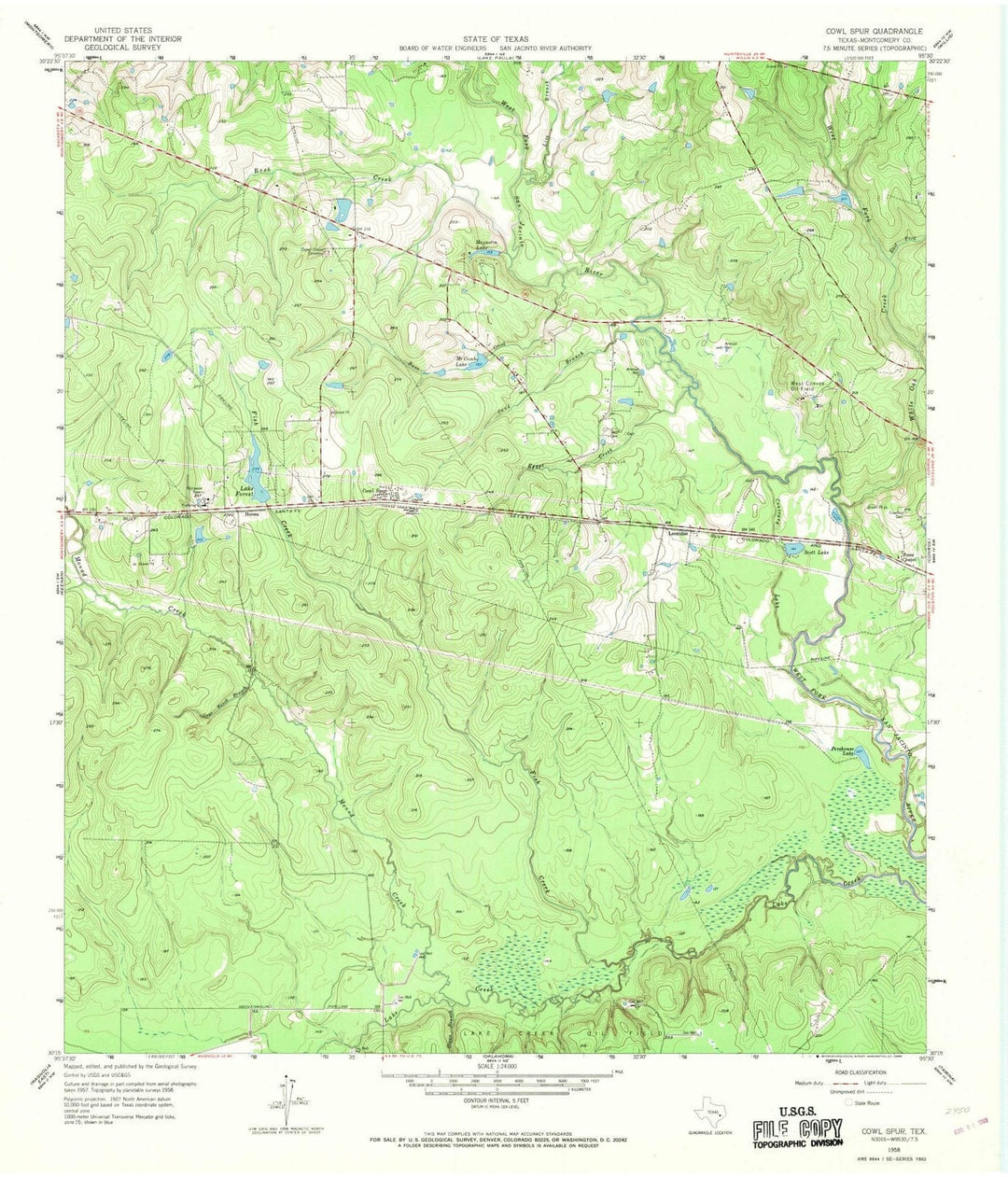 1958 Cowl Spur, TX - Texas - USGS Topographic Map