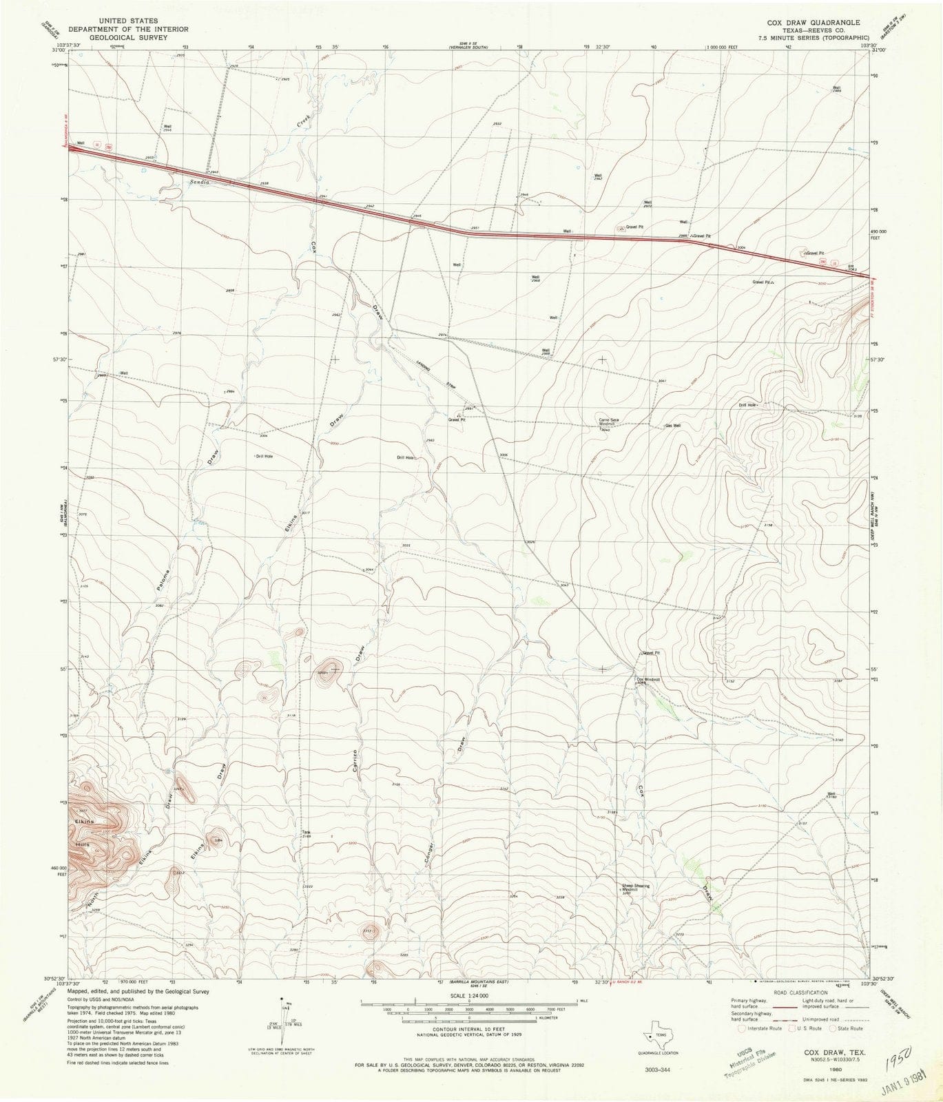 1980 Coxraw, TX - Texas - USGS Topographic Map