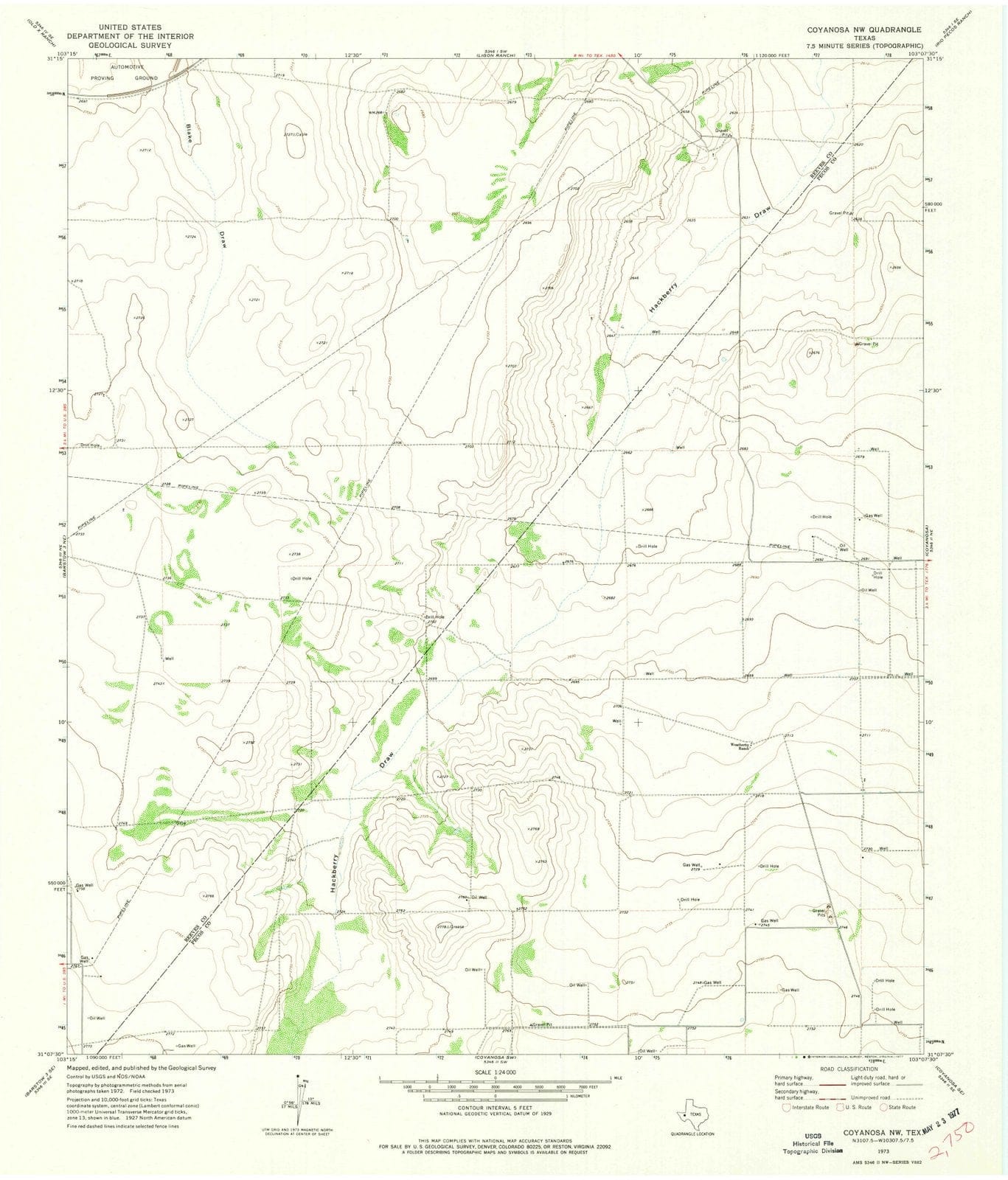1973 Coyanosa, TX - Texas - USGS Topographic Map