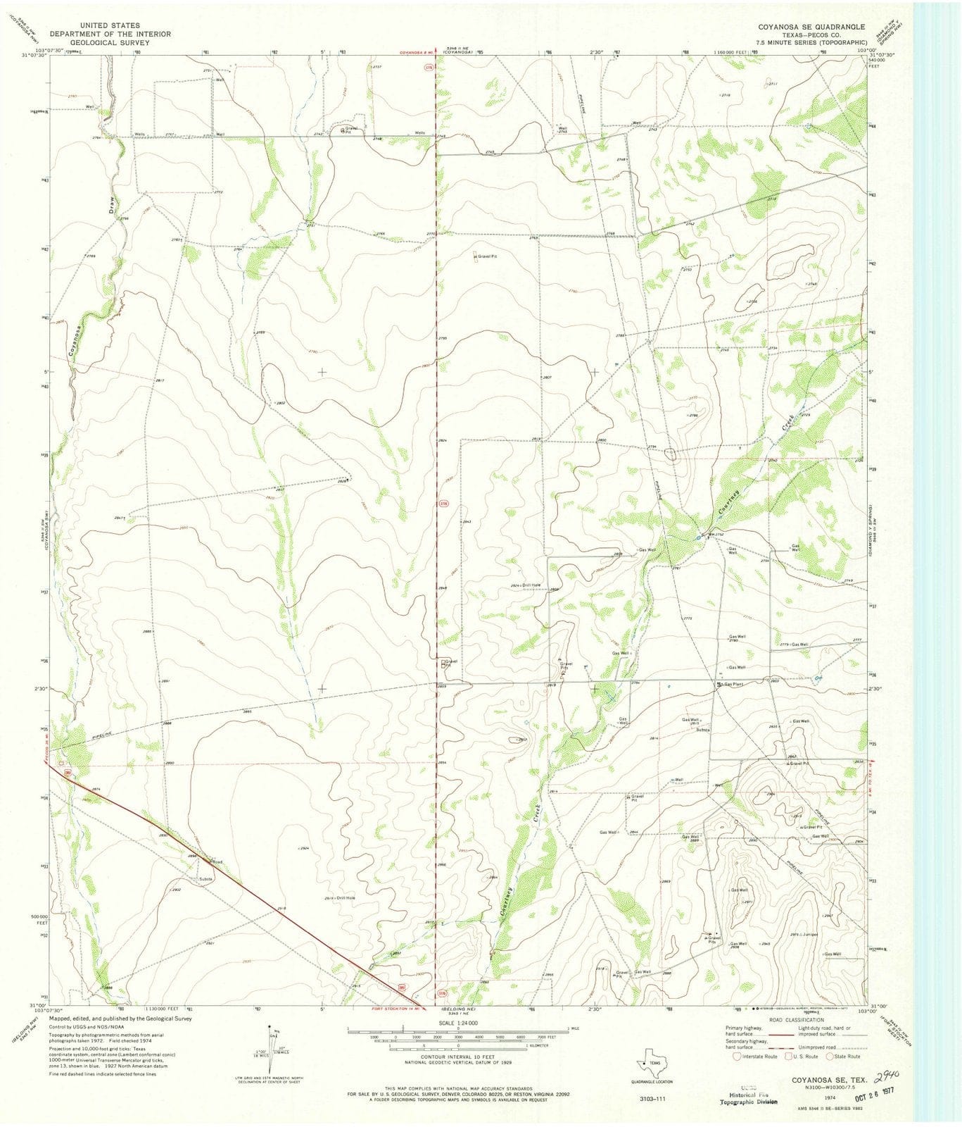 1974 Coyanosa, TX - Texas - USGS Topographic Map