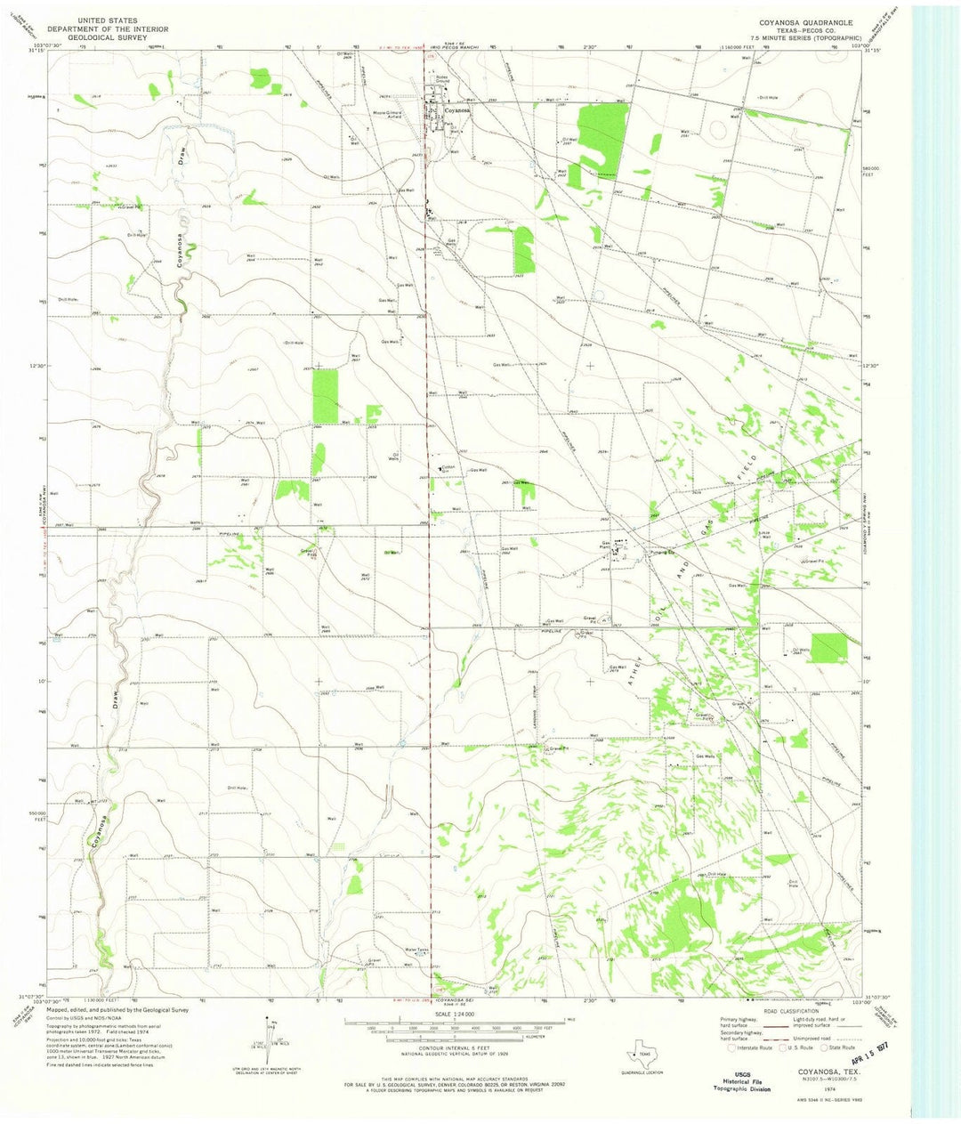 1974 Coyanosa, TX - Texas - USGS Topographic Map v3