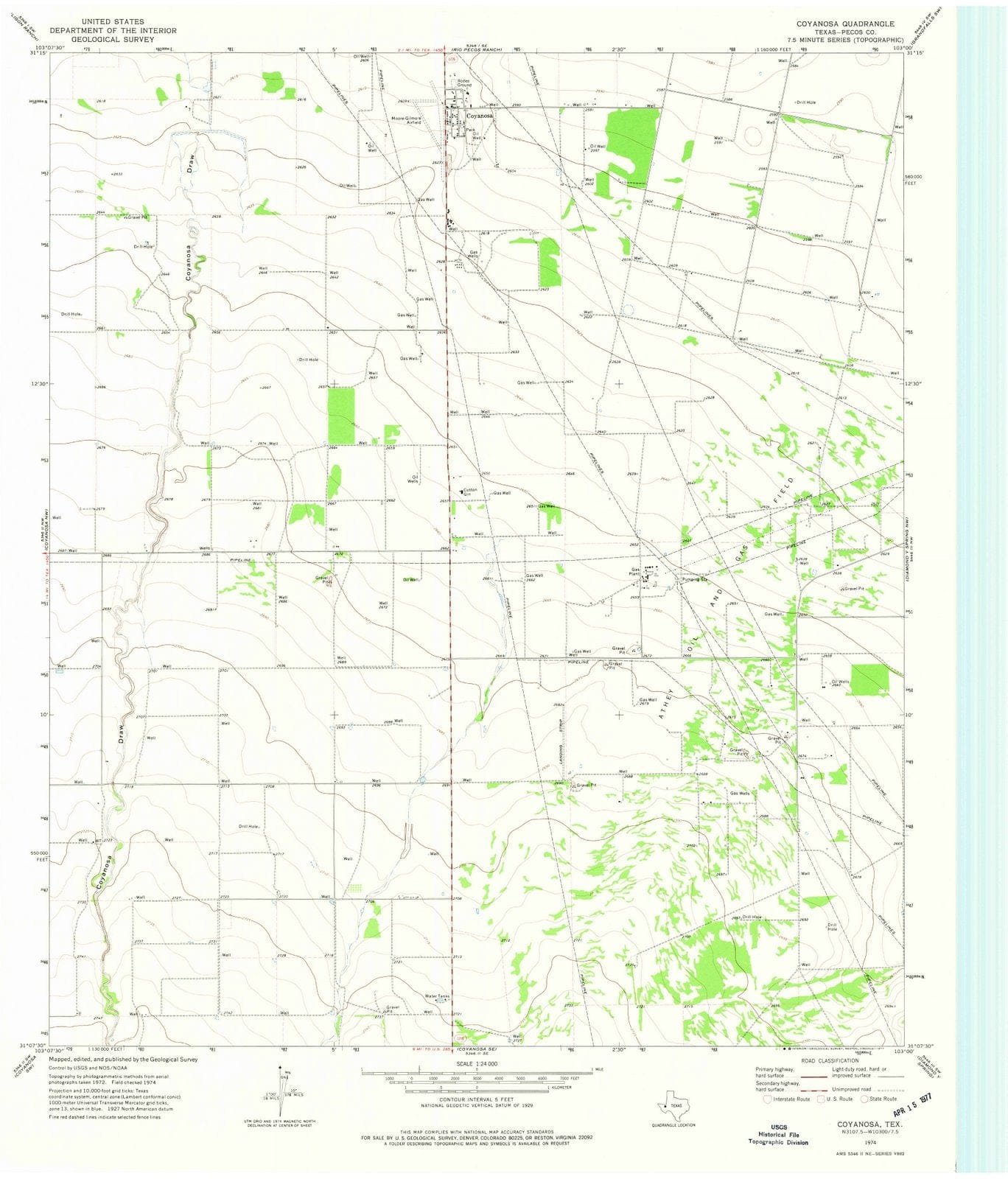 1974 Coyanosa, TX - Texas - USGS Topographic Map v3