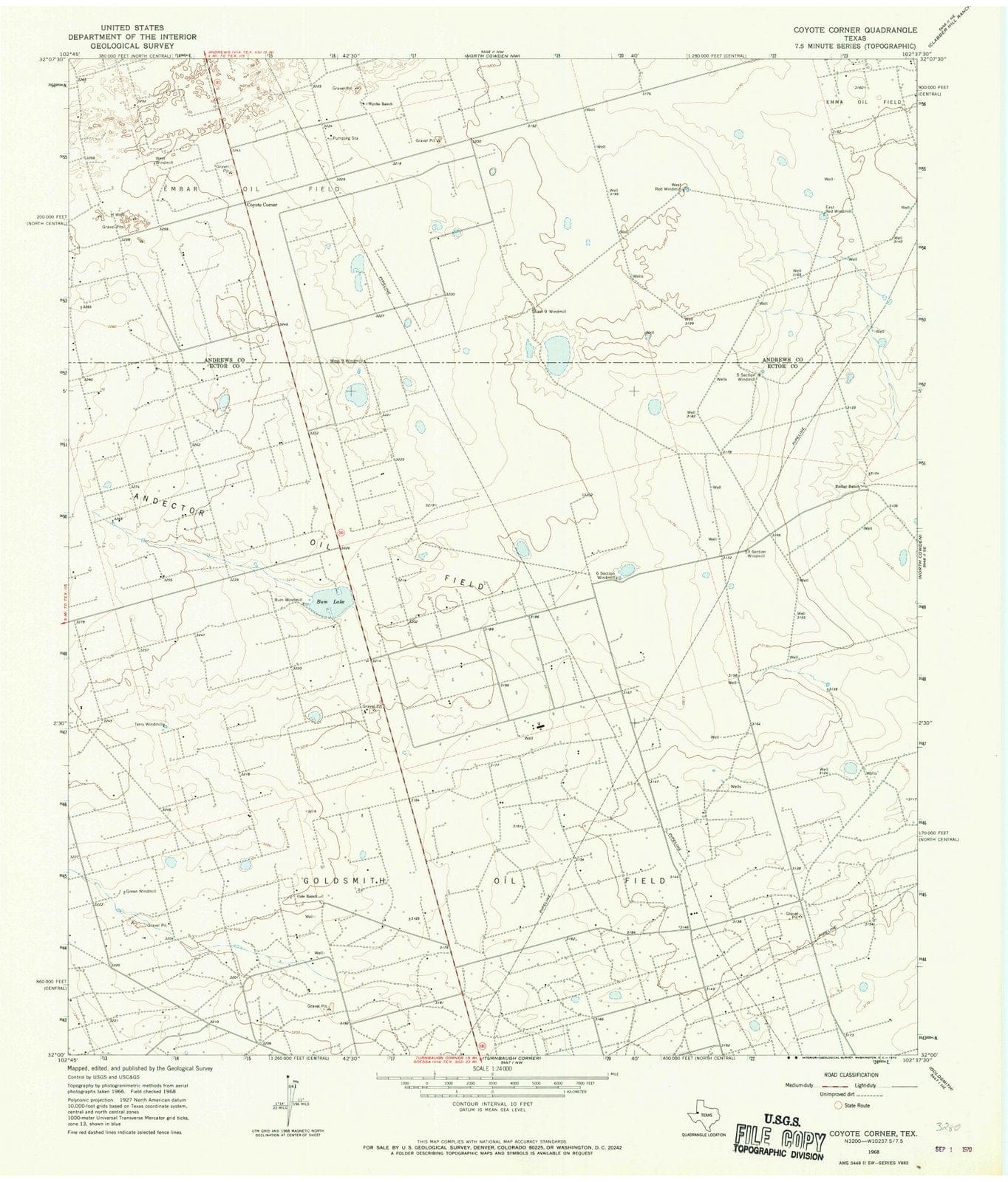 1968 Coyote Corner, TX - Texas - USGS Topographic Map